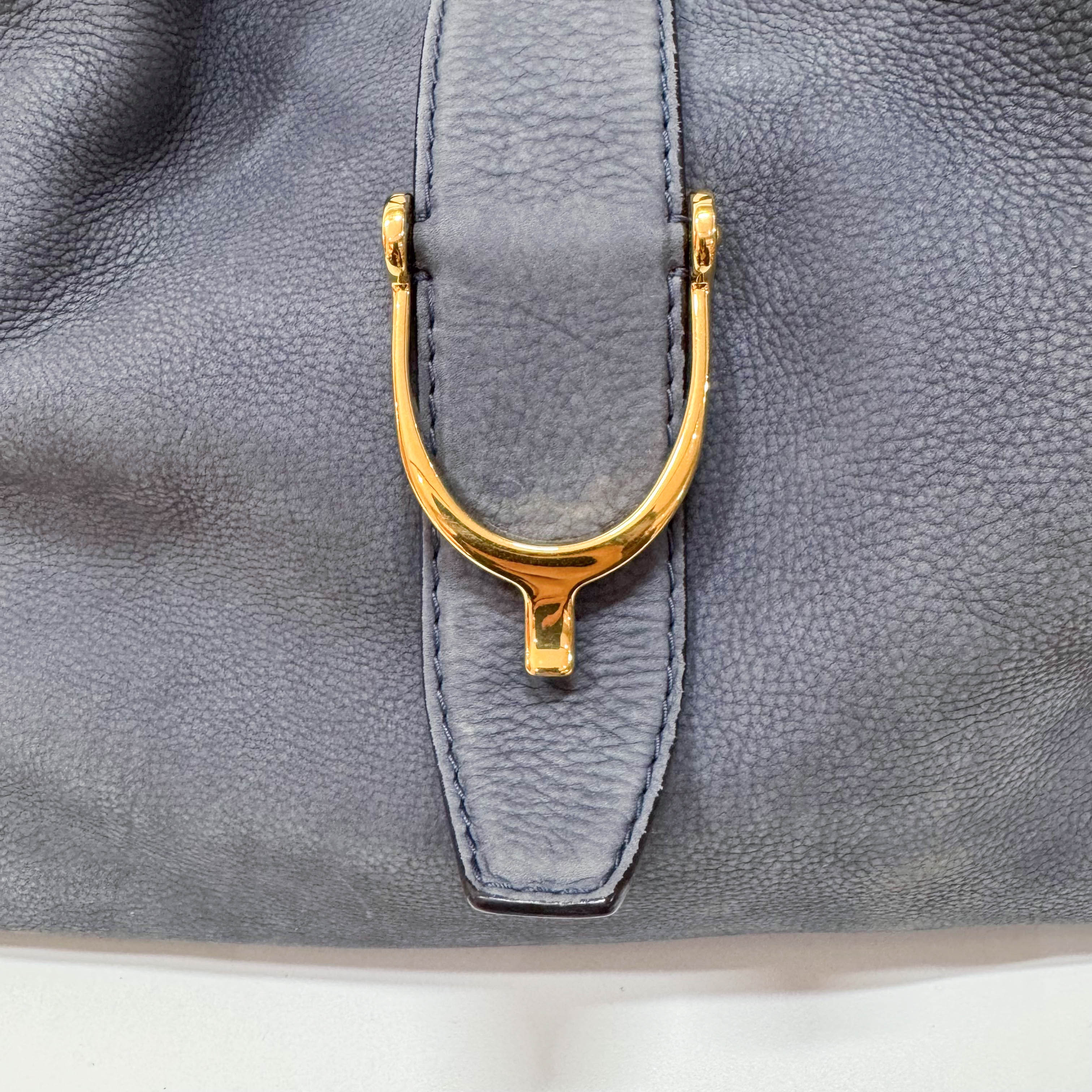 Stirrup Blue Leather Shoulder Bag