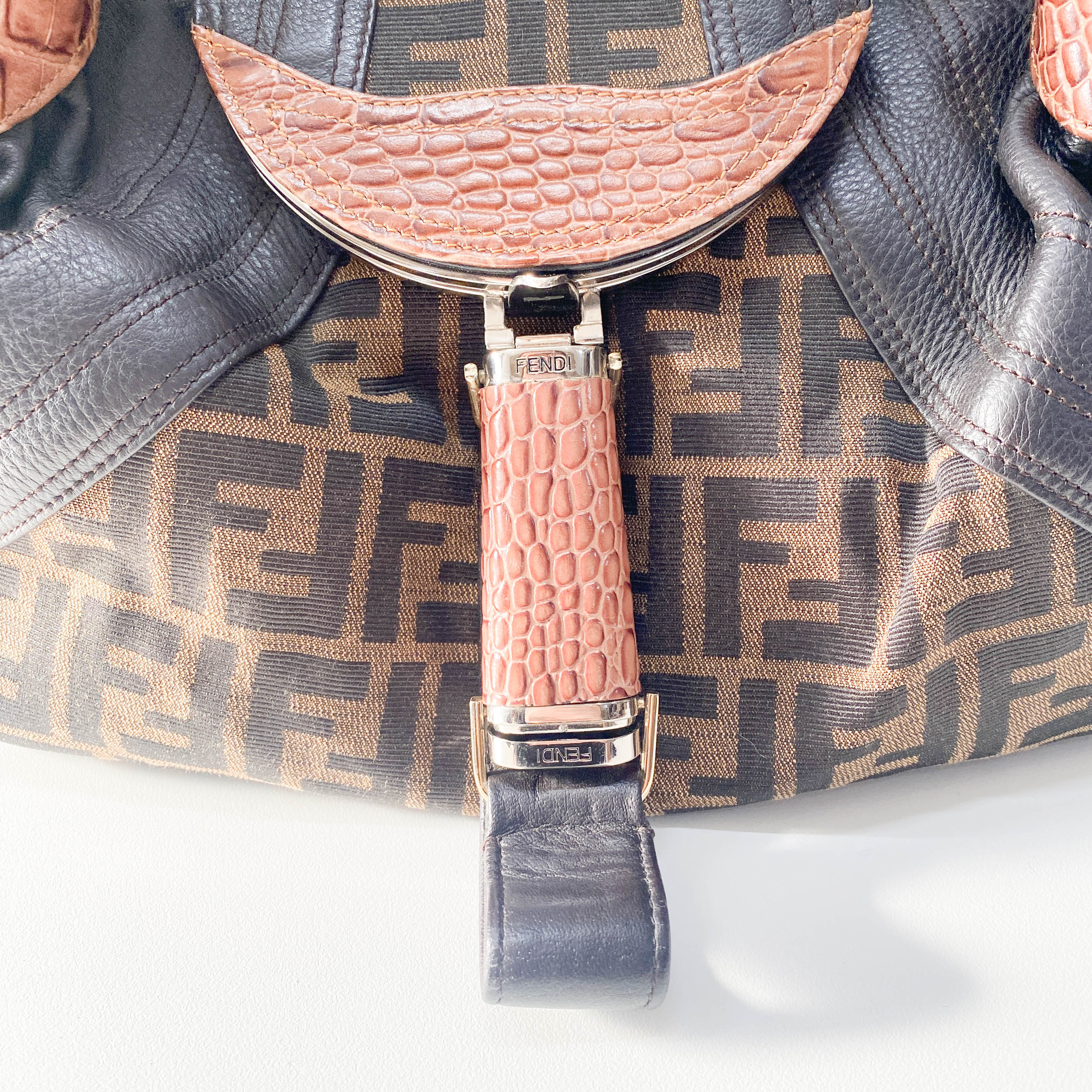 Spy Zucca Canvas & Leather Shoulder Bag