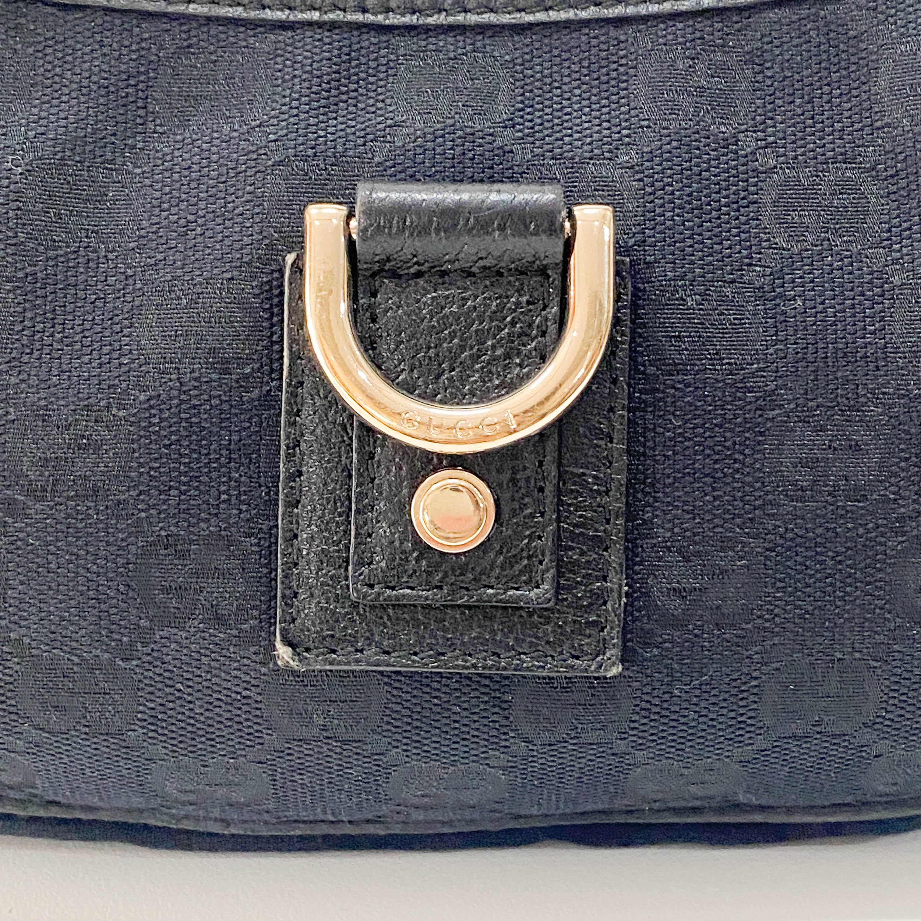 Abbey D-Ring Black Leather Shoulder Bag