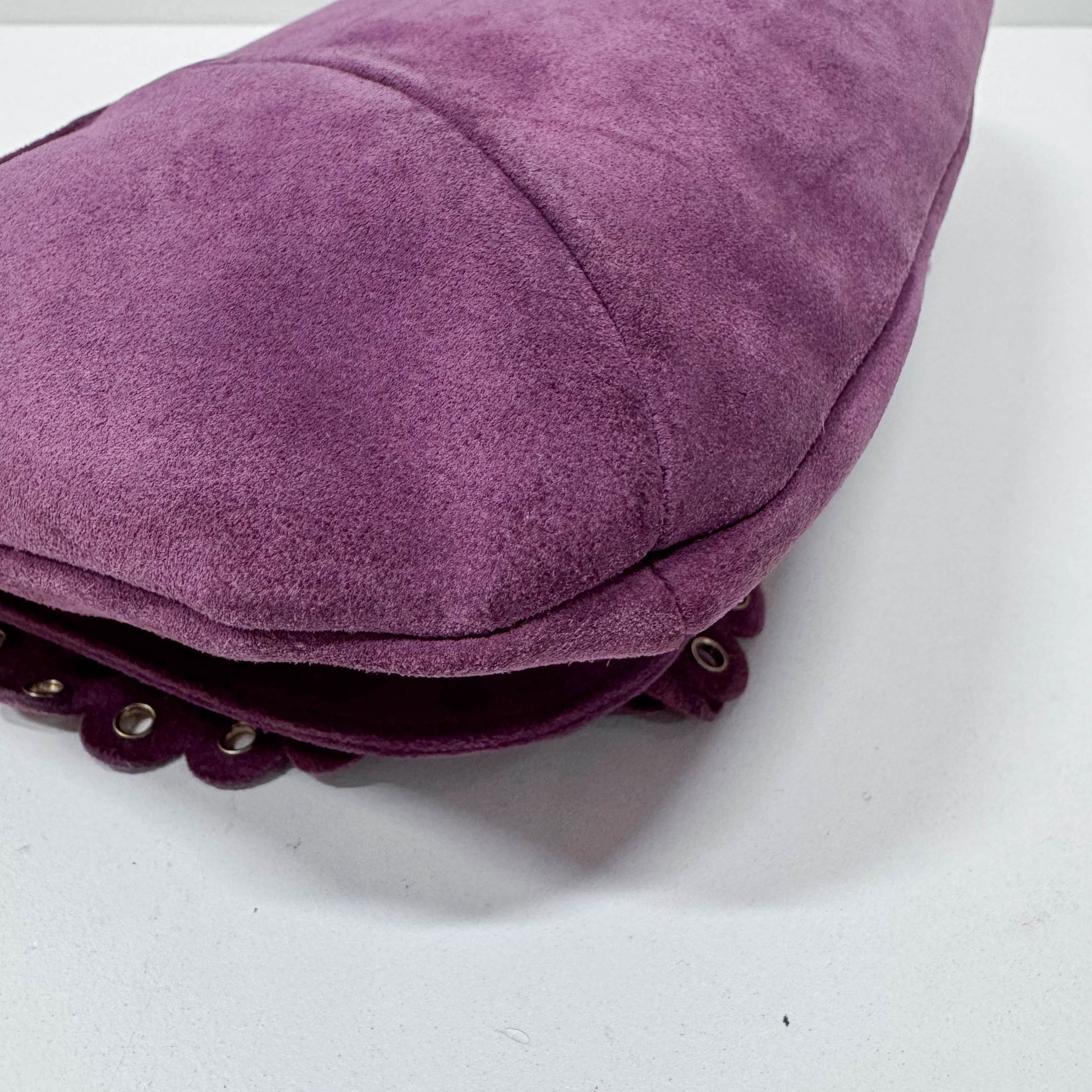 Purple Suede Chain Strap Shoulder Bag