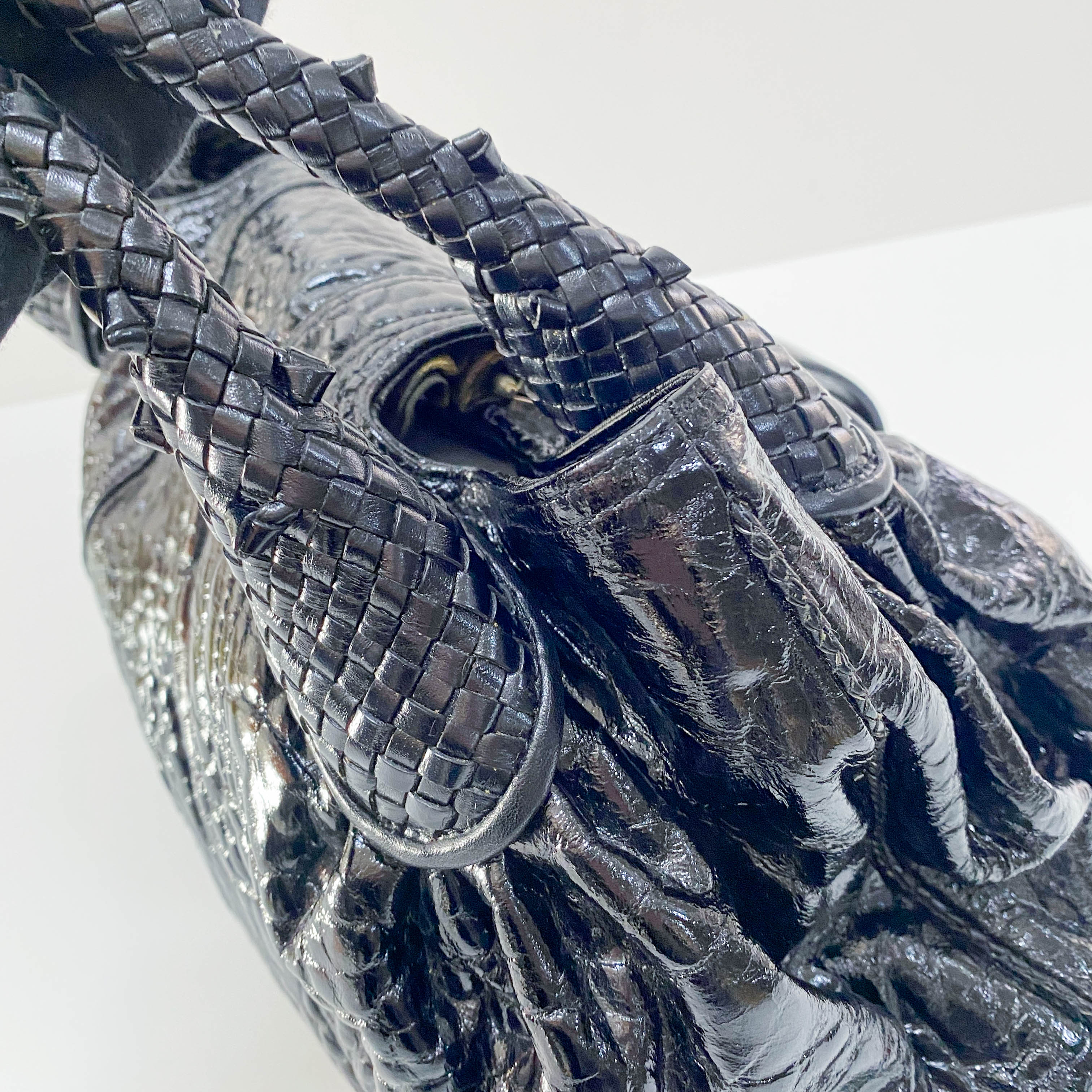 Spy Black Patent Leather Shoulder Bag