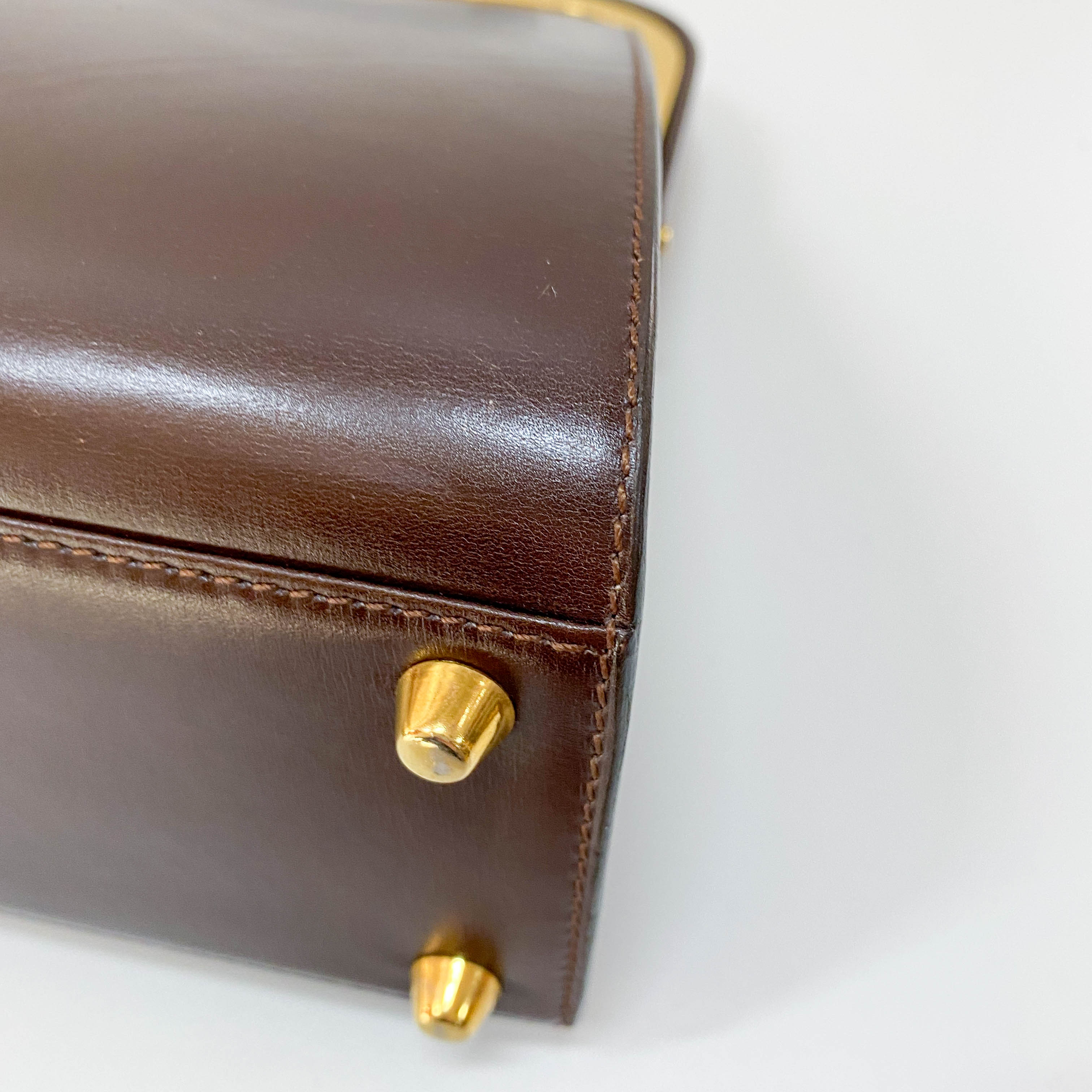 Brown Leather Top Handle Two Way Bag