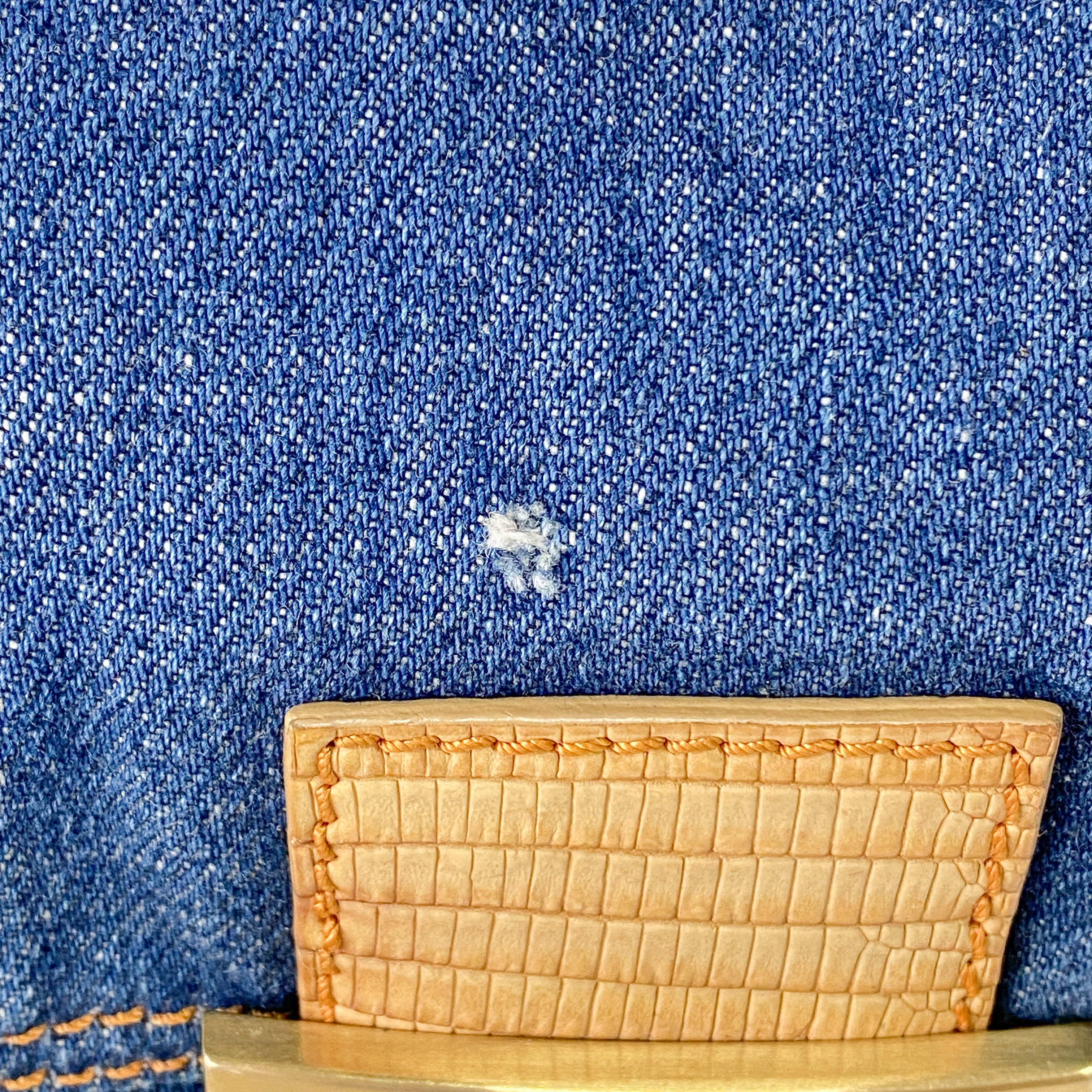 Mini Mamma Baguette Blue Denim Shoulder Bag