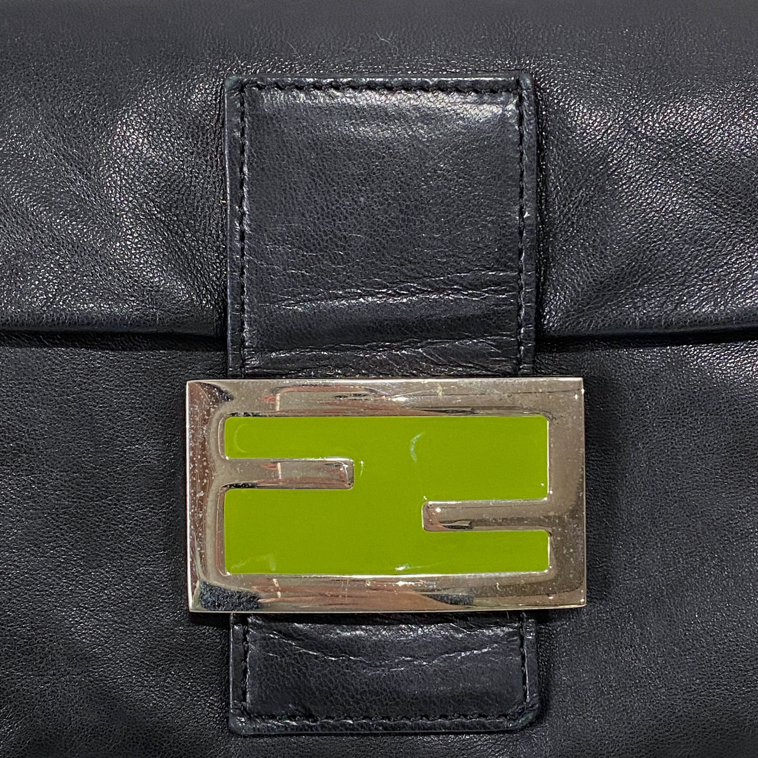 Baguette Black Leather Shoulder Bag