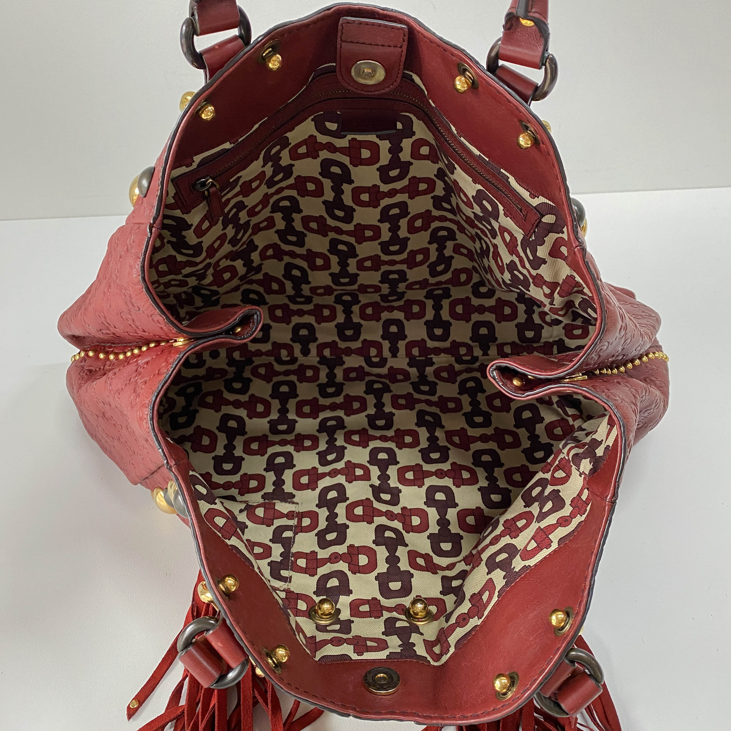 Baboushka Red Leather Tote Bag