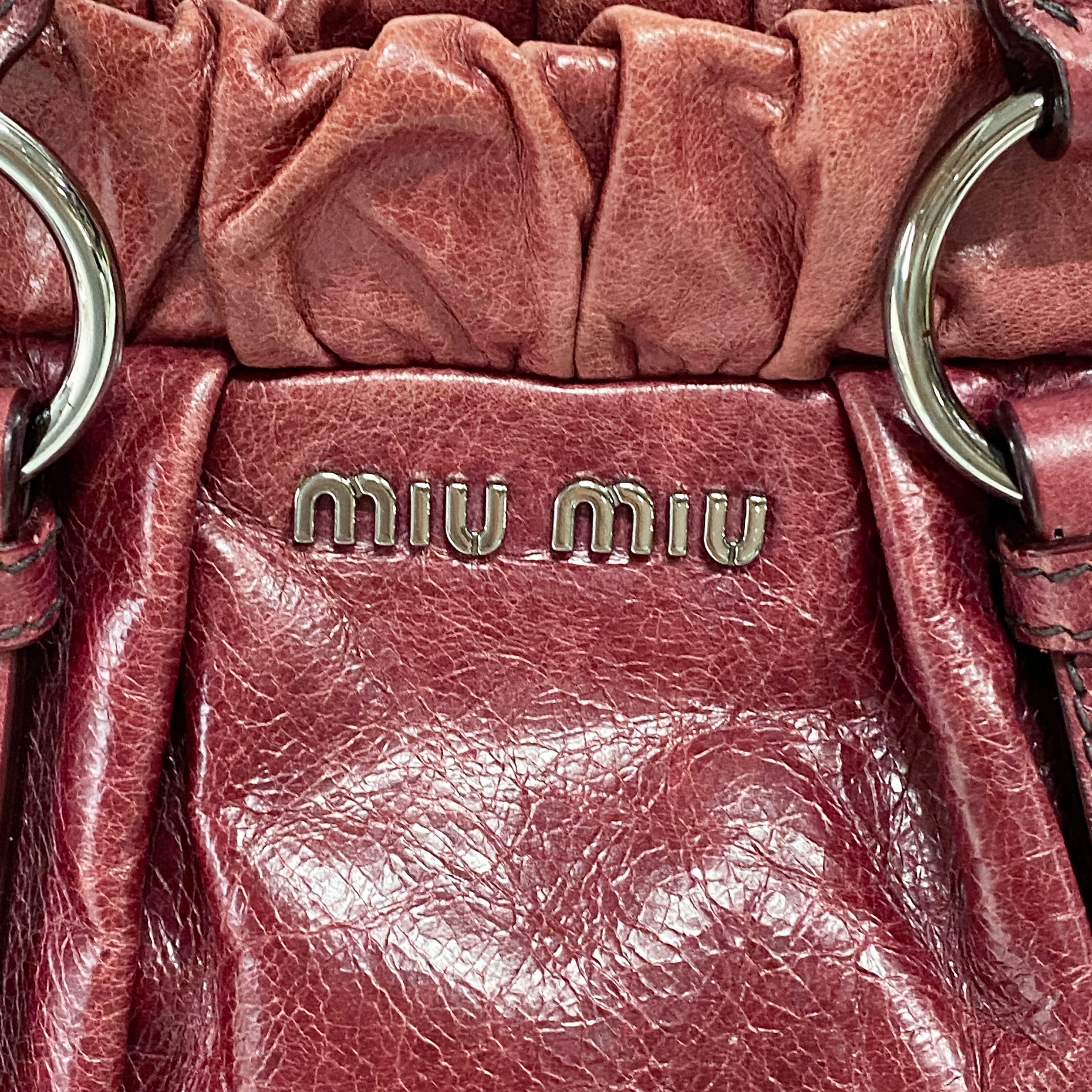 Vitello Red Calfskin Leather Two Way Bag