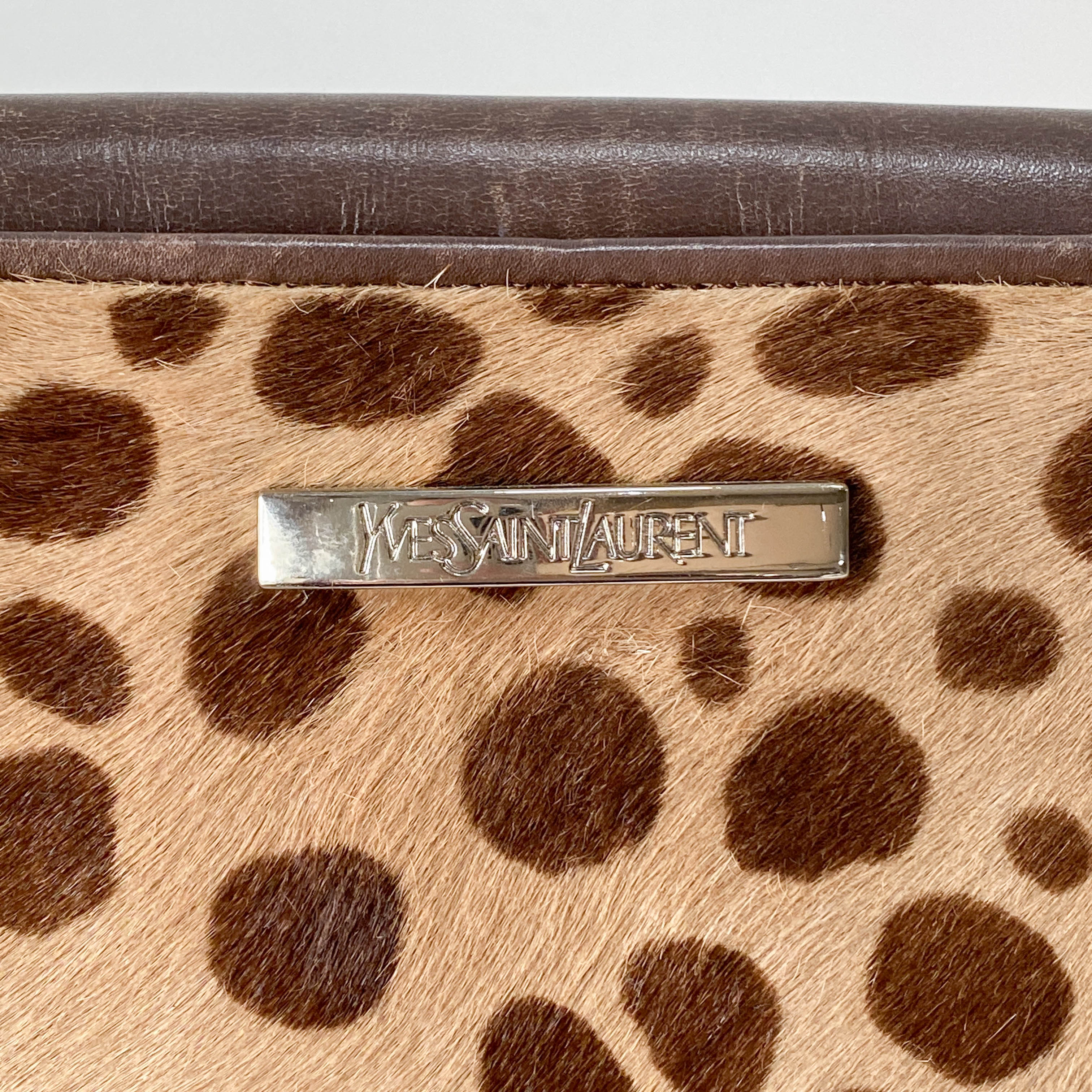 Brown Leopard Print Pony Hair Shoulder Bag