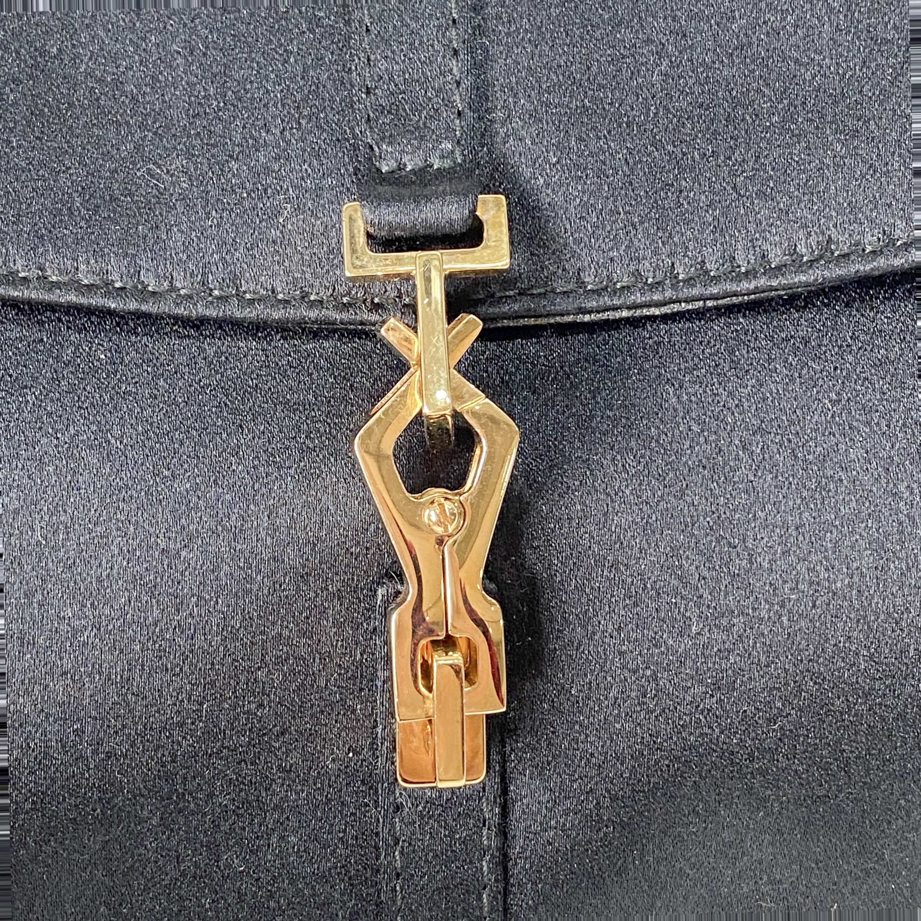 Bamboo Mini Black Satin Handbag