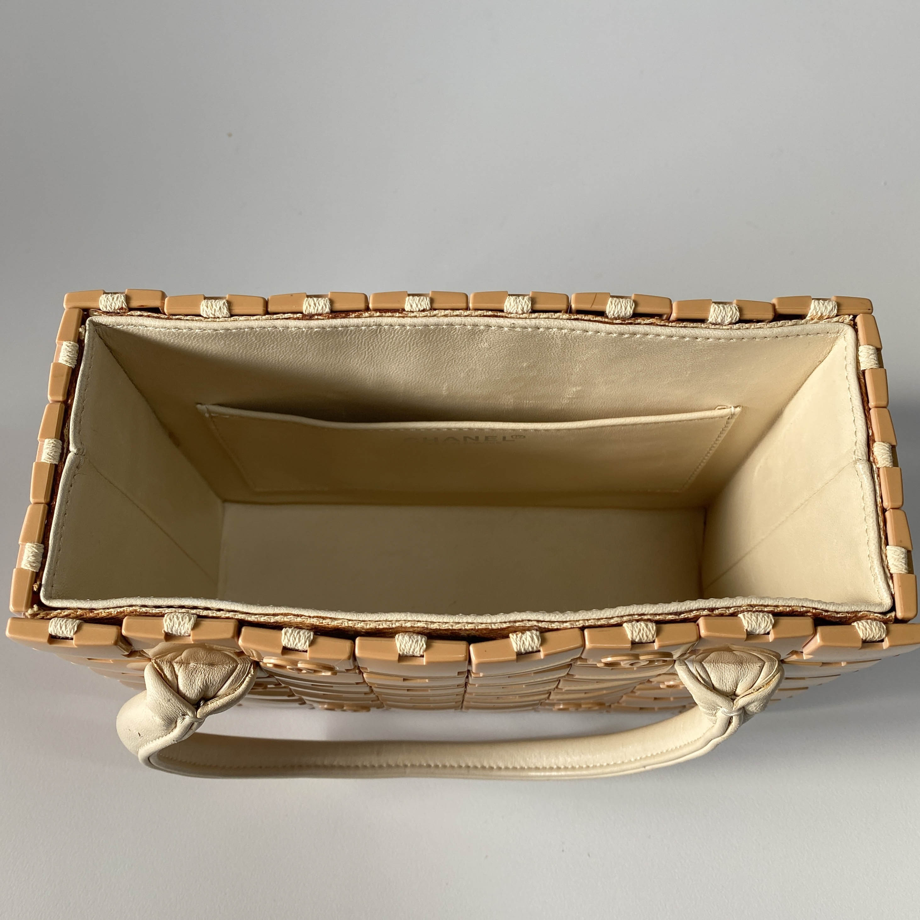 Puzzle Pink/Beige Leather Hand Bag