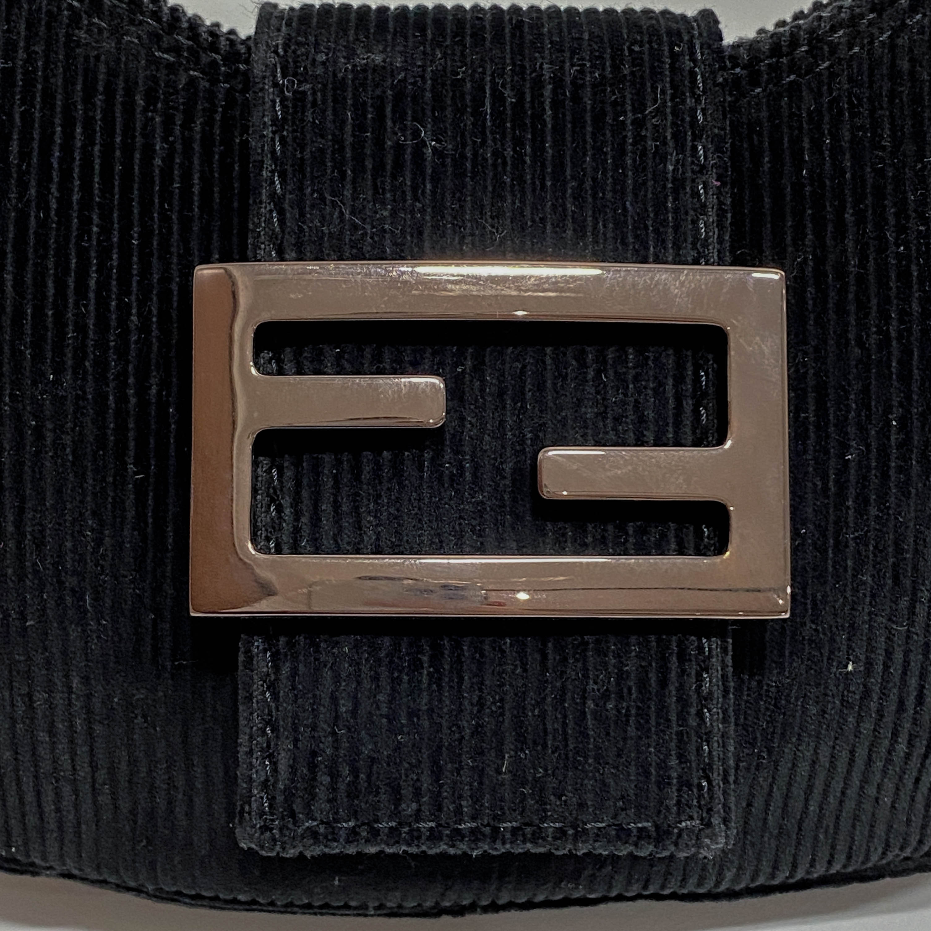 Croissant Black Corduroy Shoulder Bag