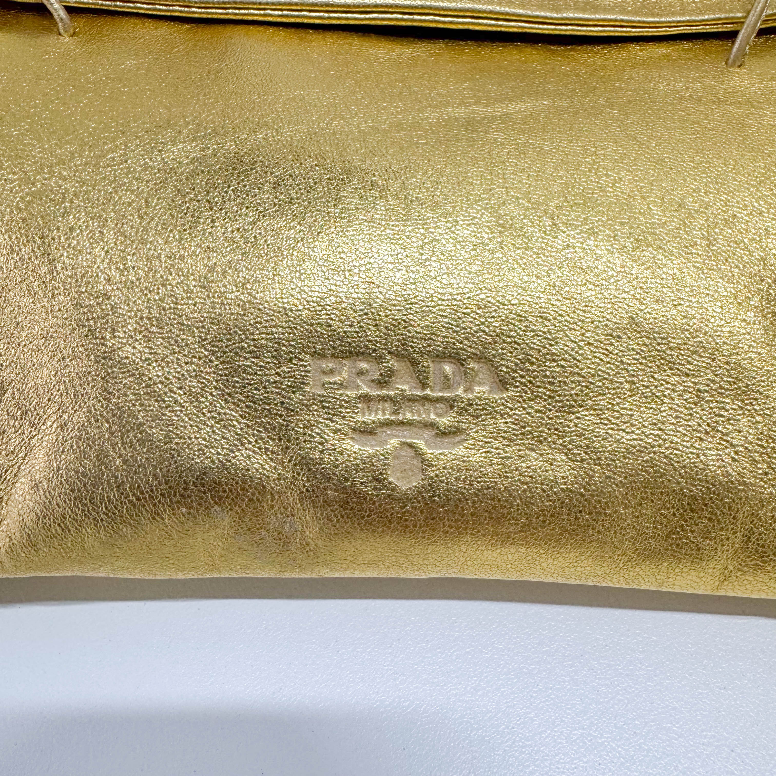 Small Golden Leather Shoulder Bag