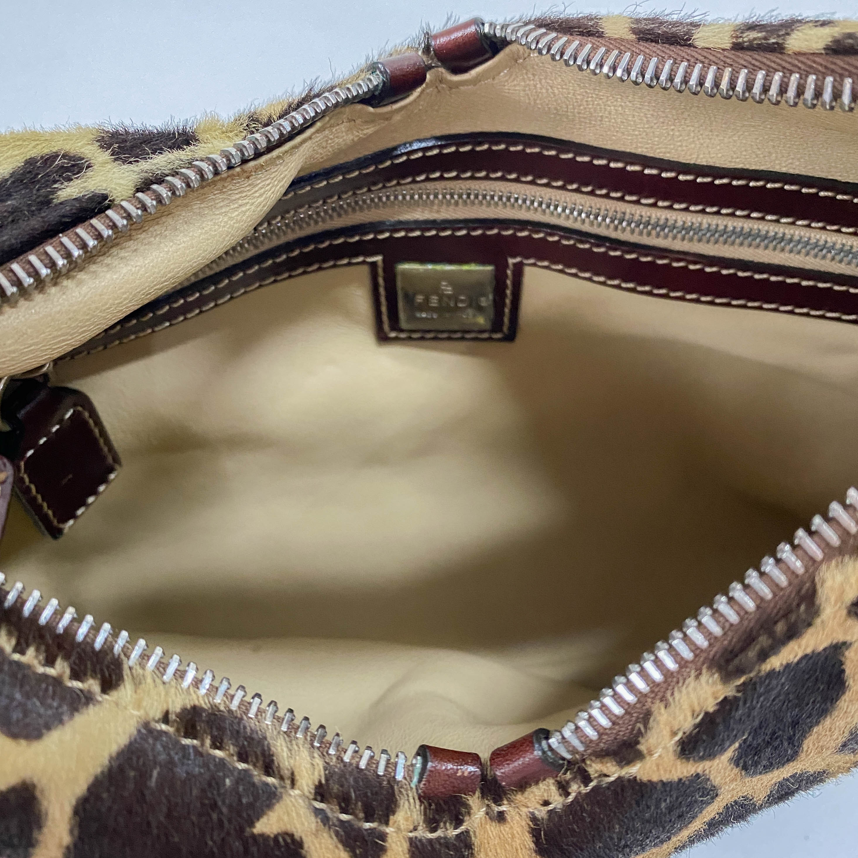 Zucca Giraffe Print Pony Hair Shoulder Bag