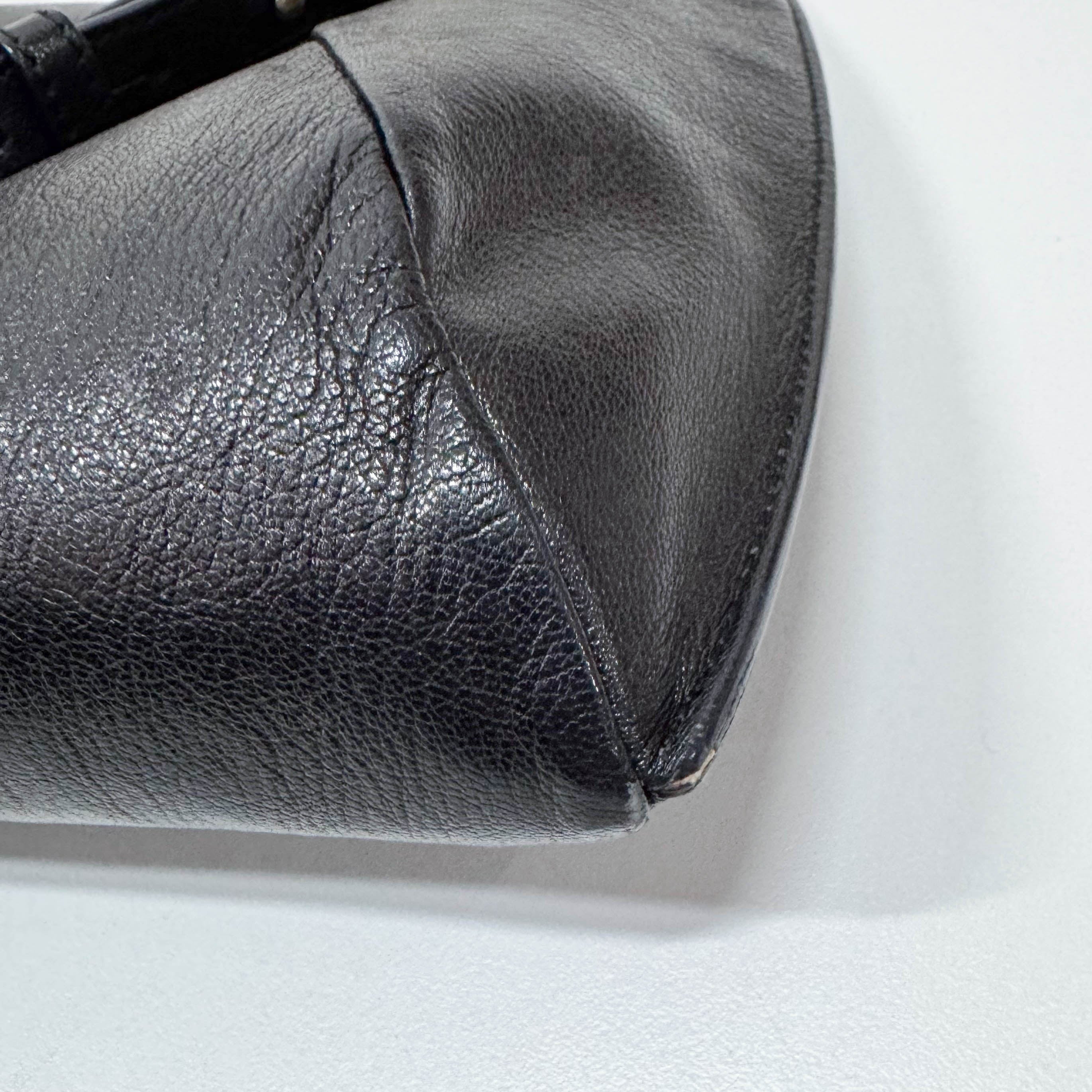 Mombasa Black Leather Double Buffalo Horn Shoulder Bag