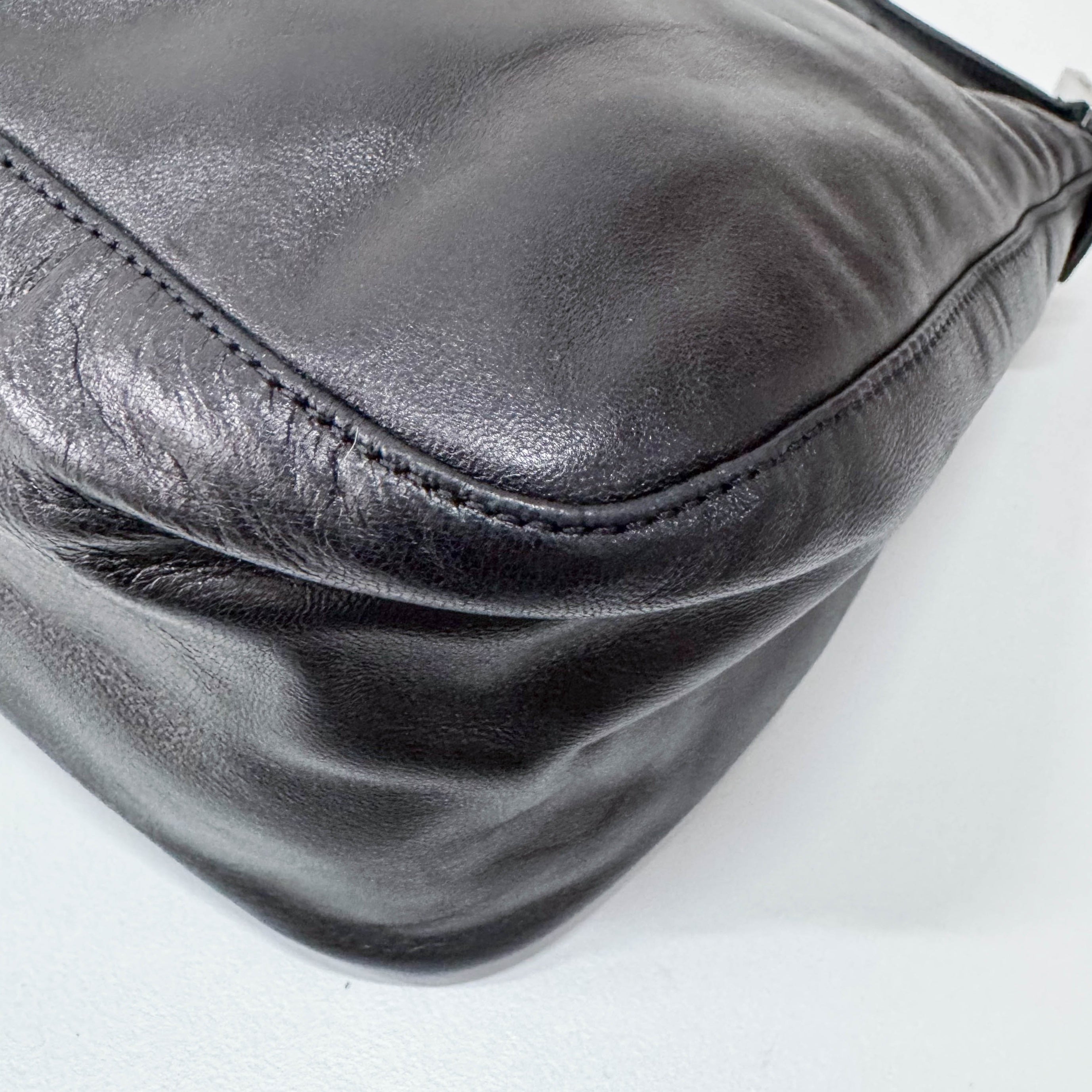Mamma Baguette Black Leather Shoulder Bag