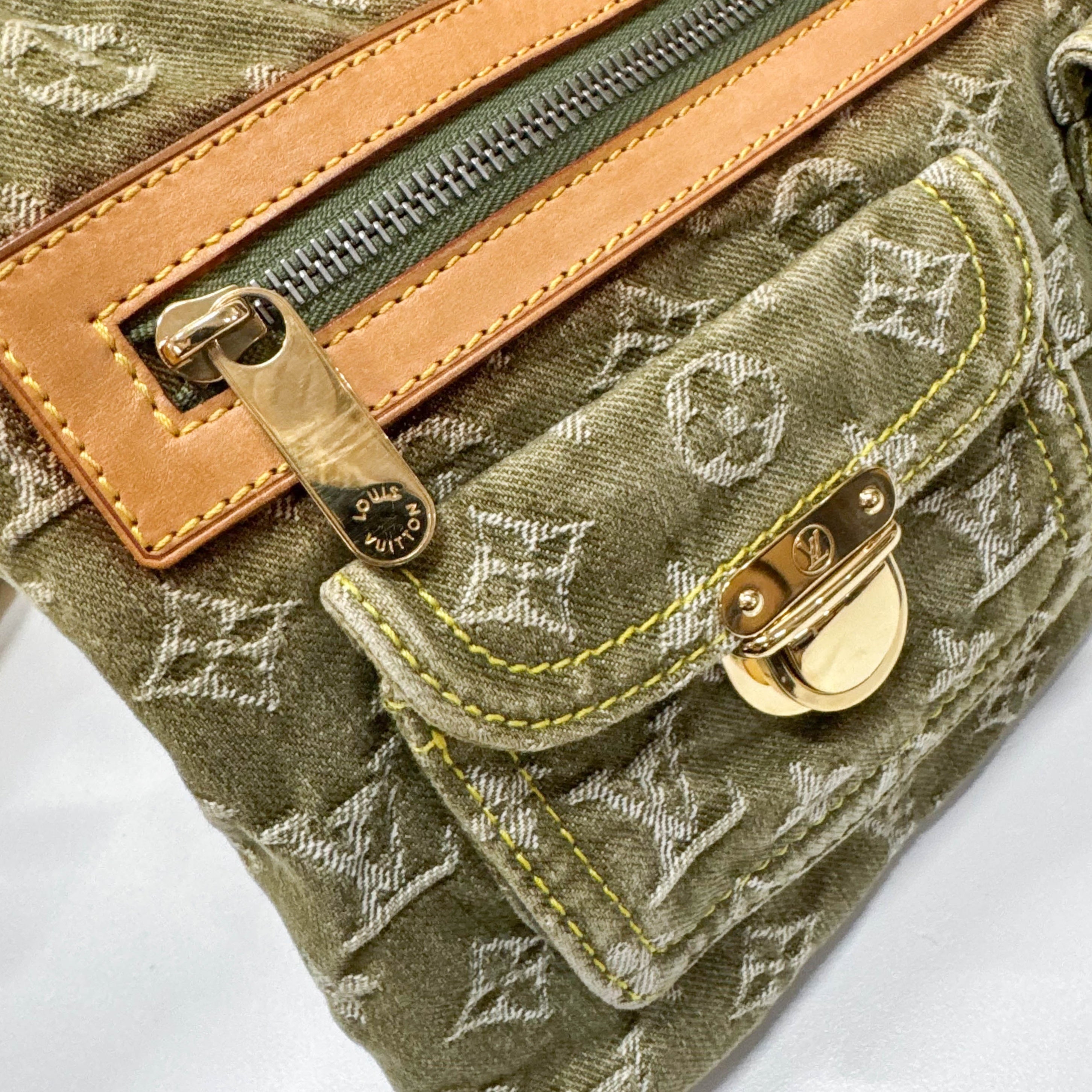 Baggy Monogram PM Khaki Denim Shoulder Bag