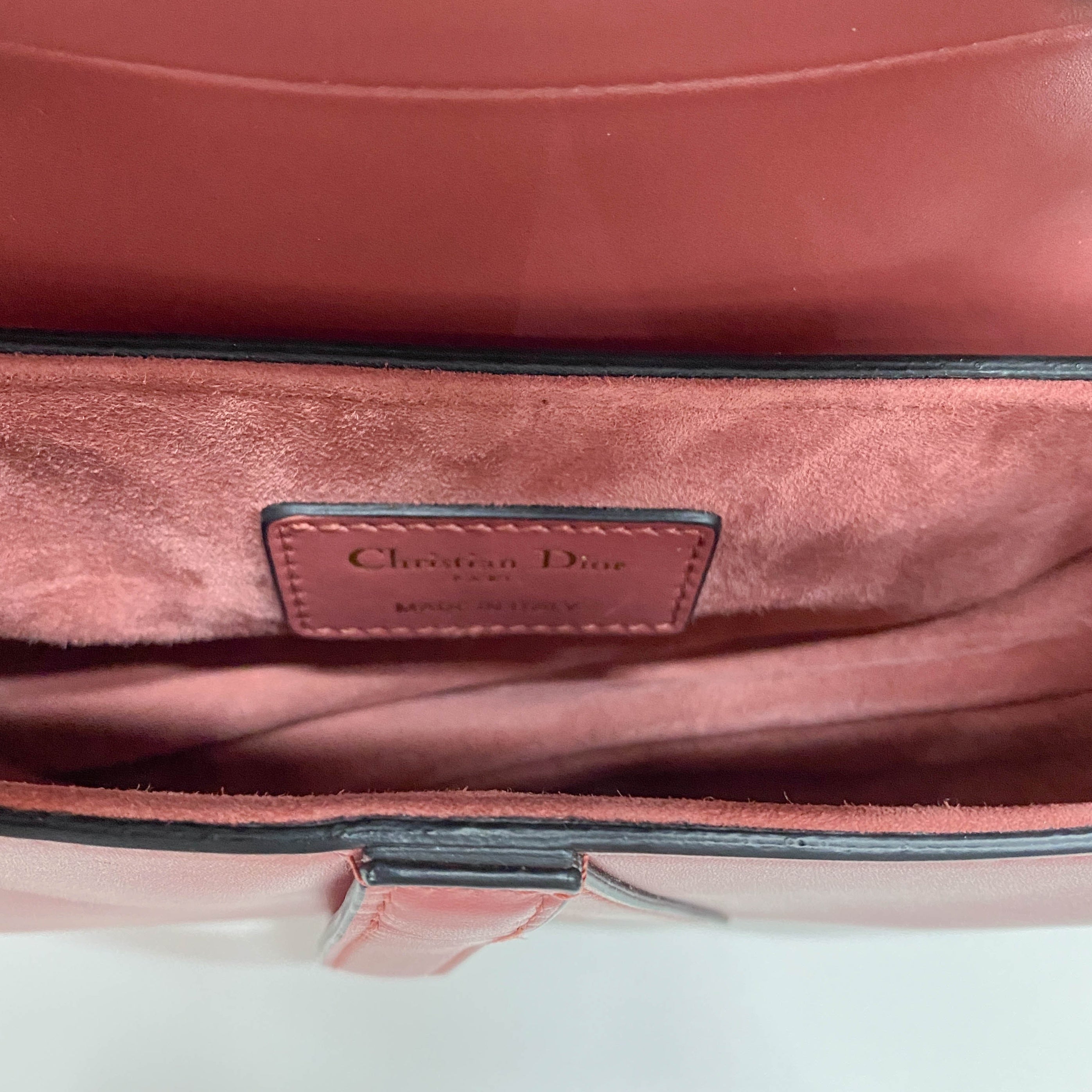 Saddle Rose Pink Leather Shoulder Bag