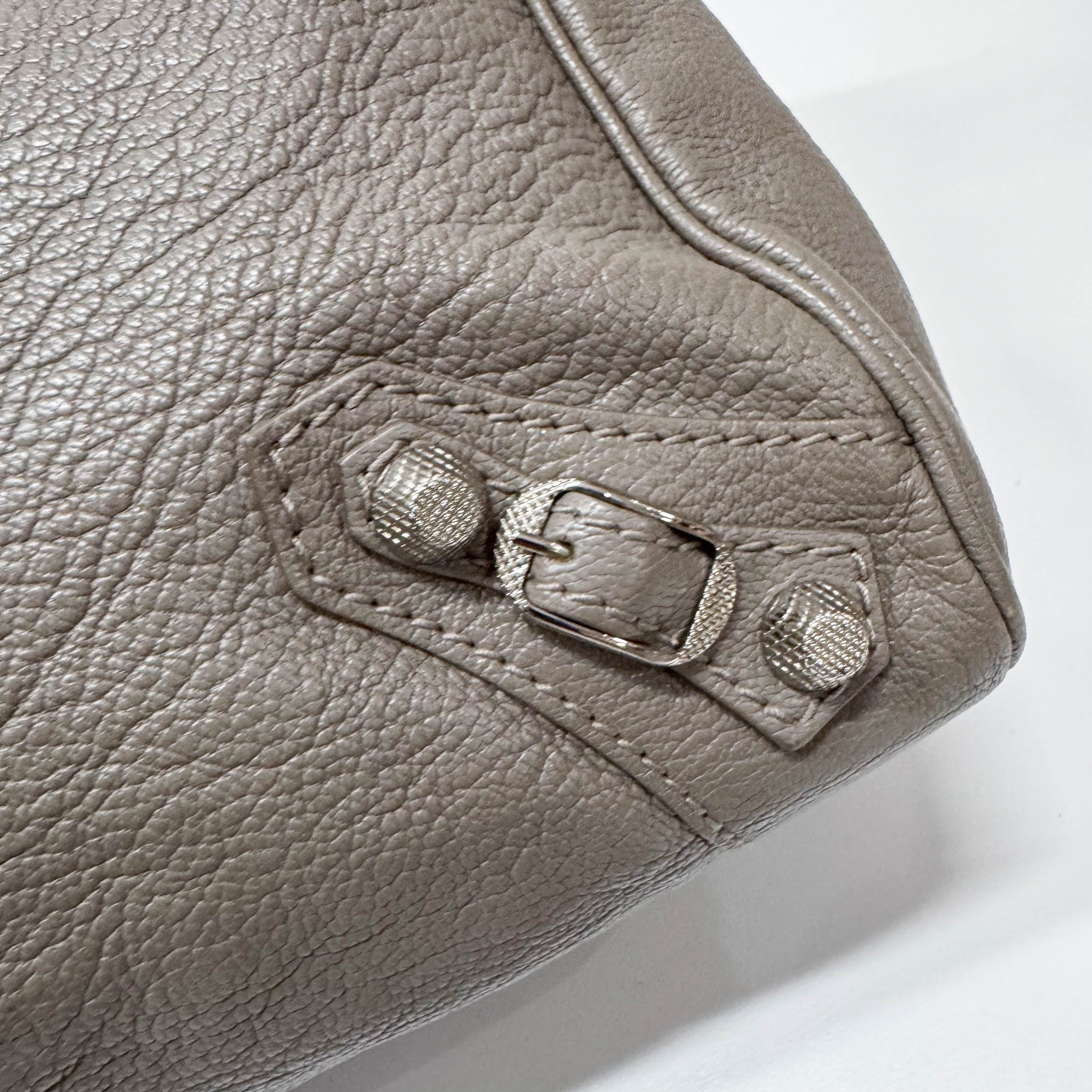 The Velo Grey Calfskin Leather Two Way Bag