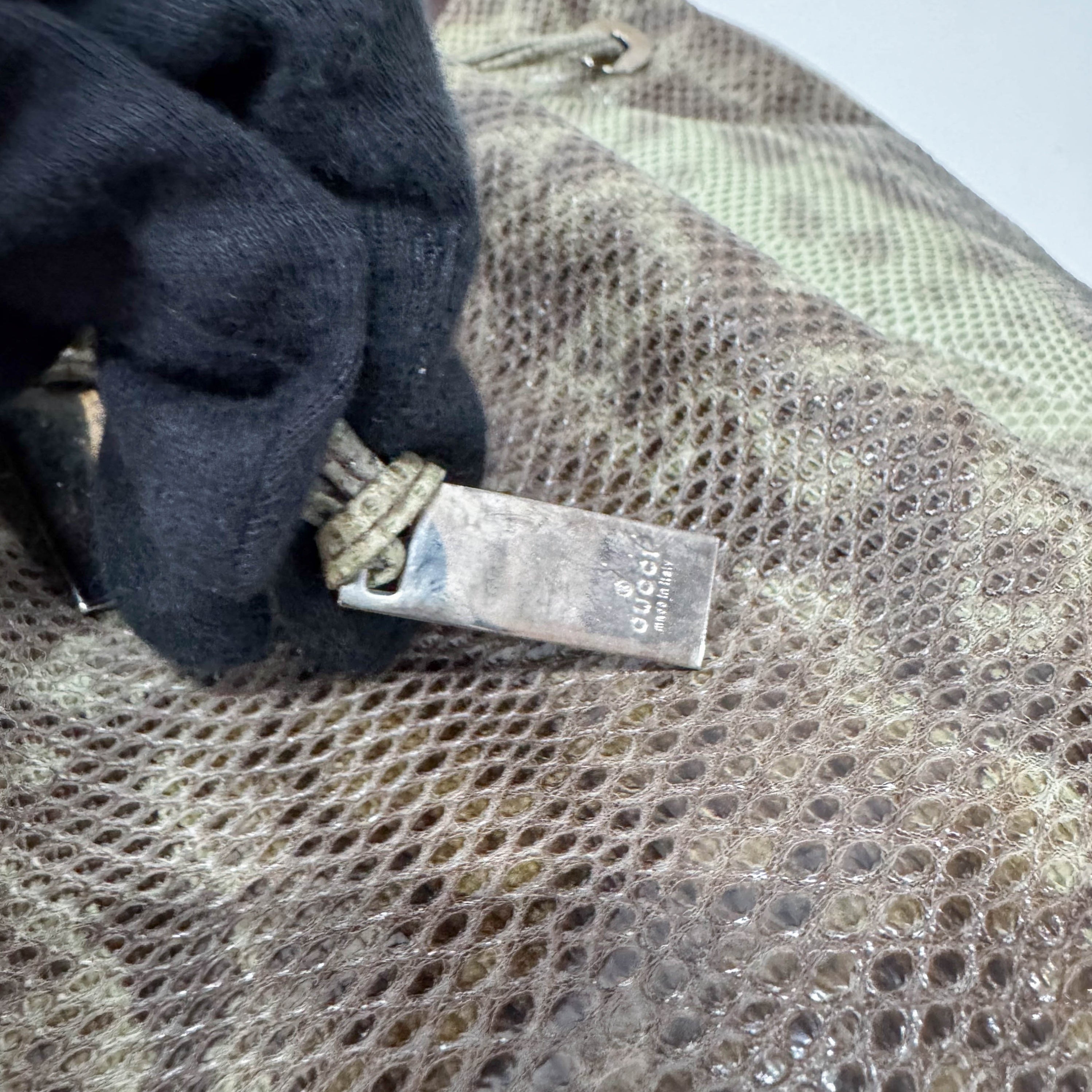 Green Python Leather Hobo Bag