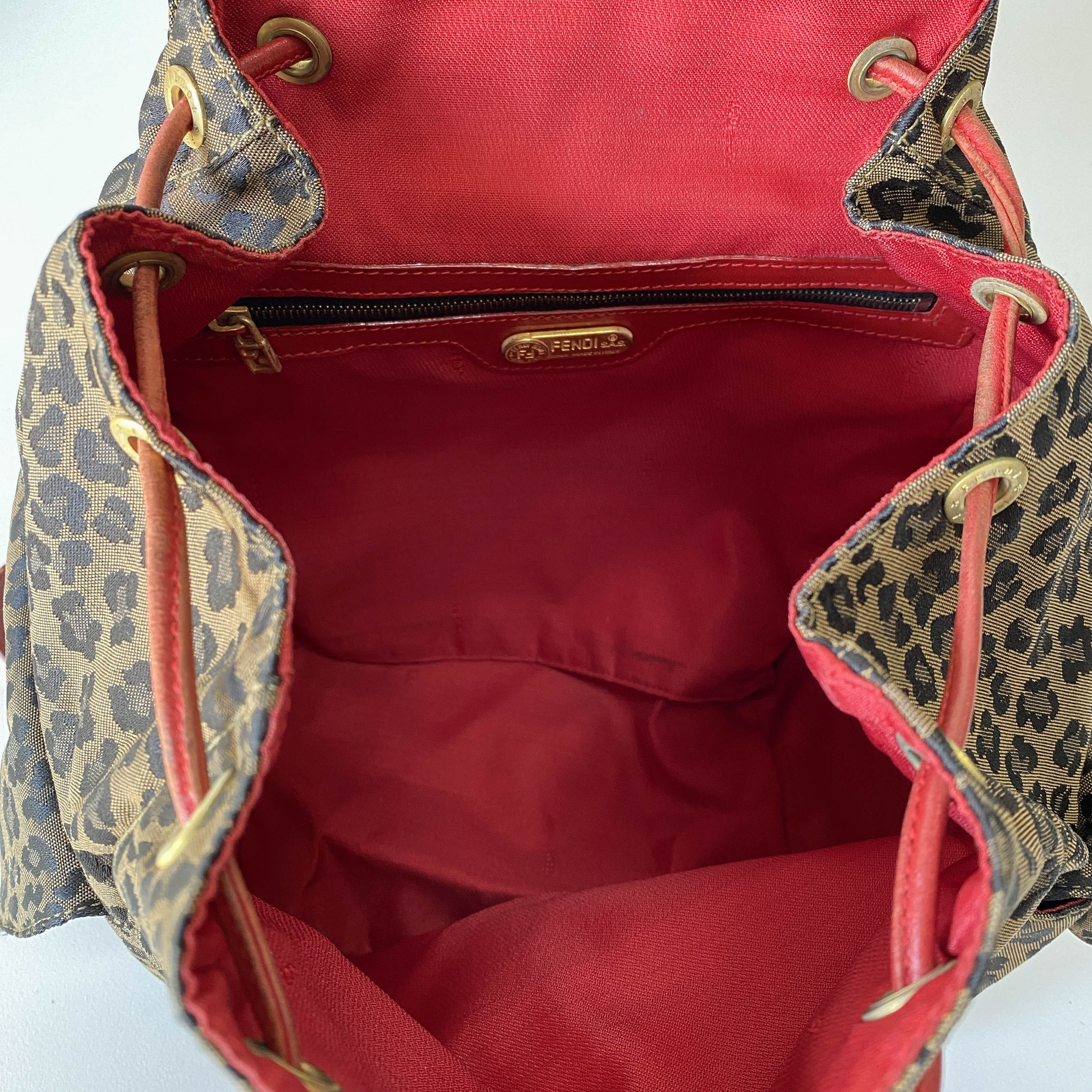 Brown Leopard Print Canvas Backpack