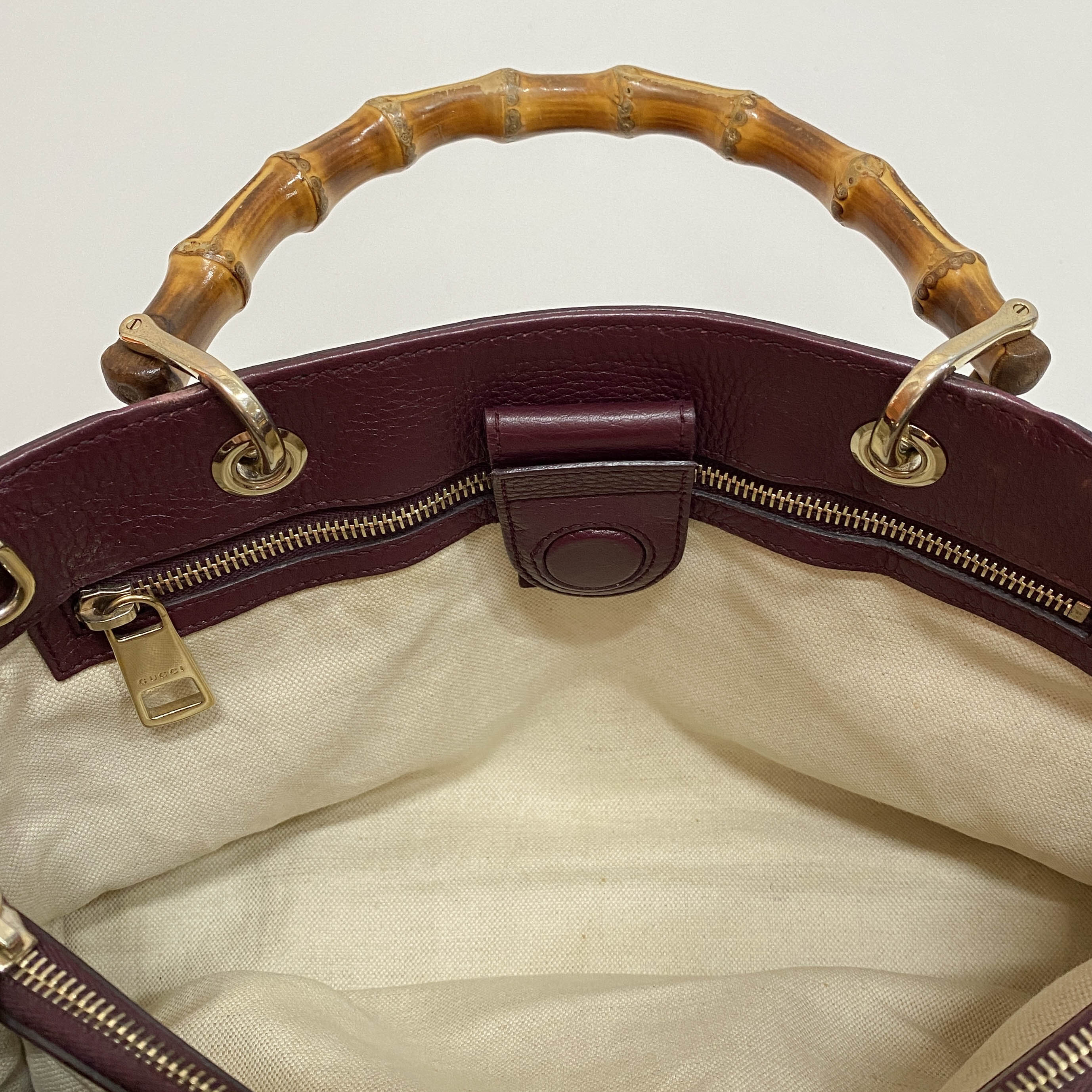 Bamboo Shopper Burgundy Leather Two Way Bag