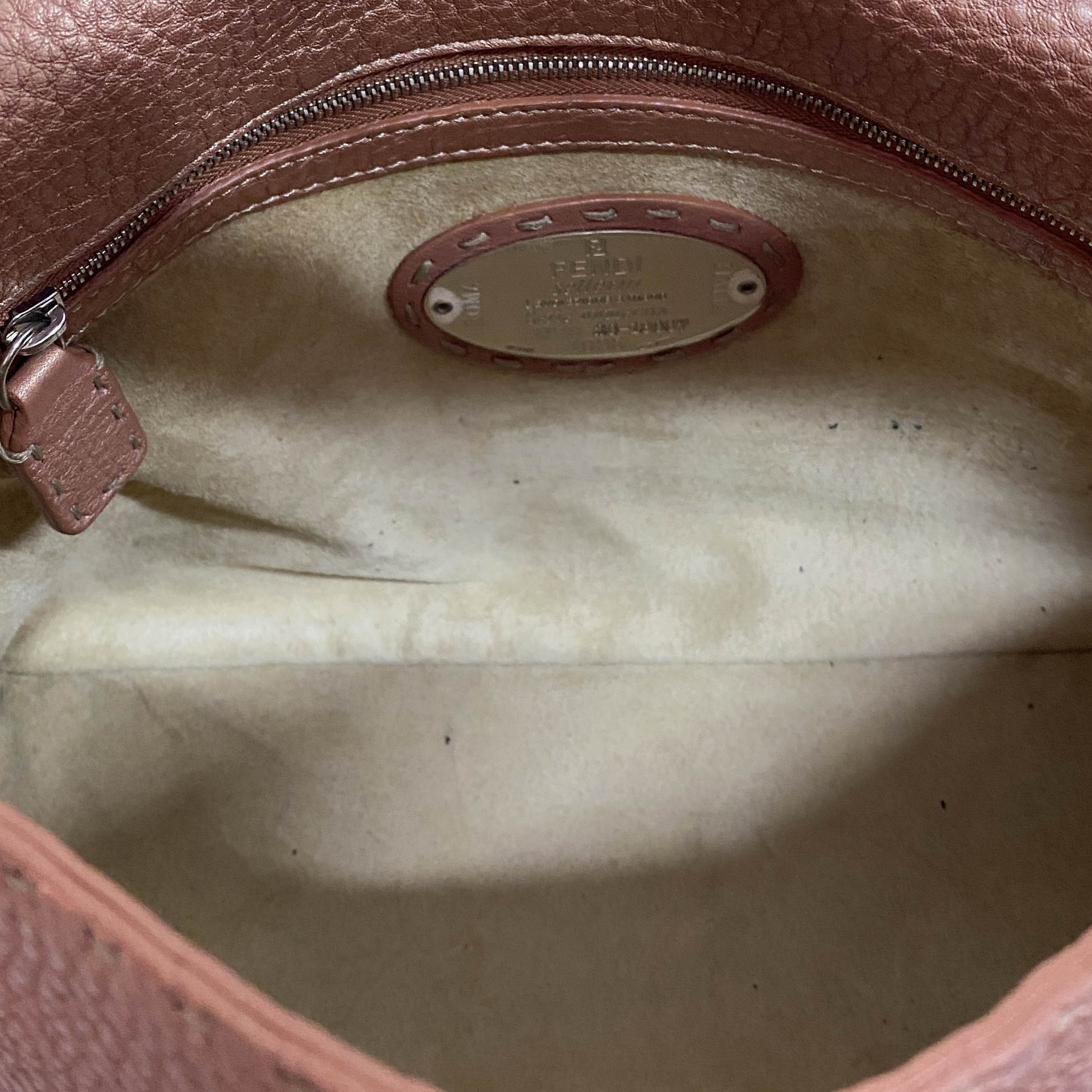Mamma Baguette Rose Gold Leather Shoulder Bag