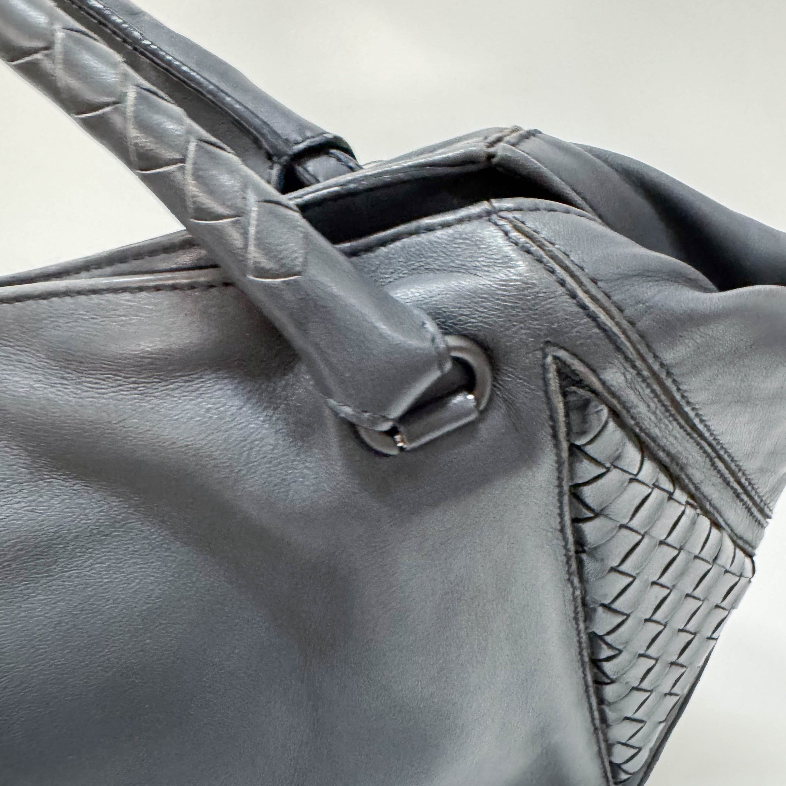 Vintage Grey Leather Two Way Bag