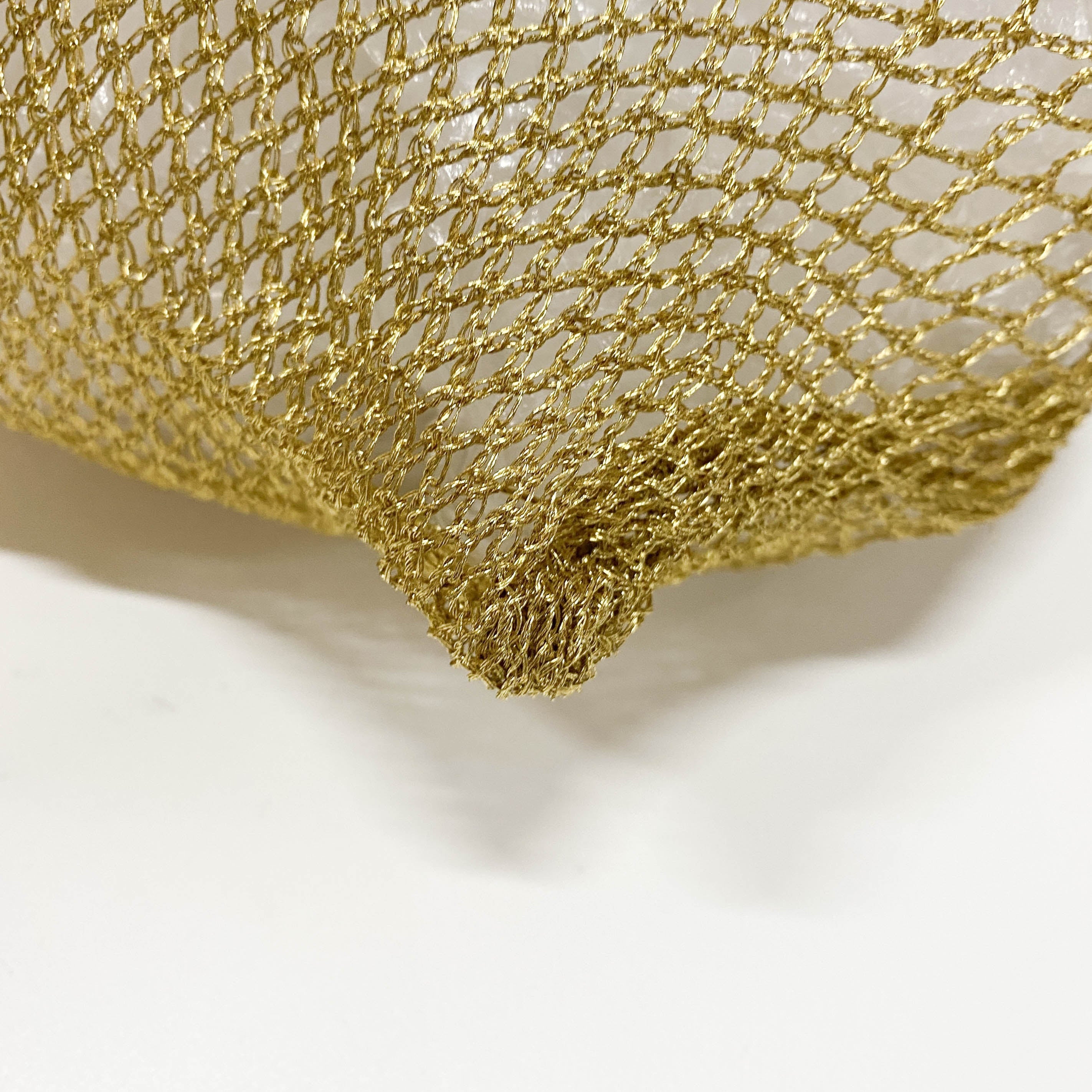 Triangle Logo Gold Mesh Handbag