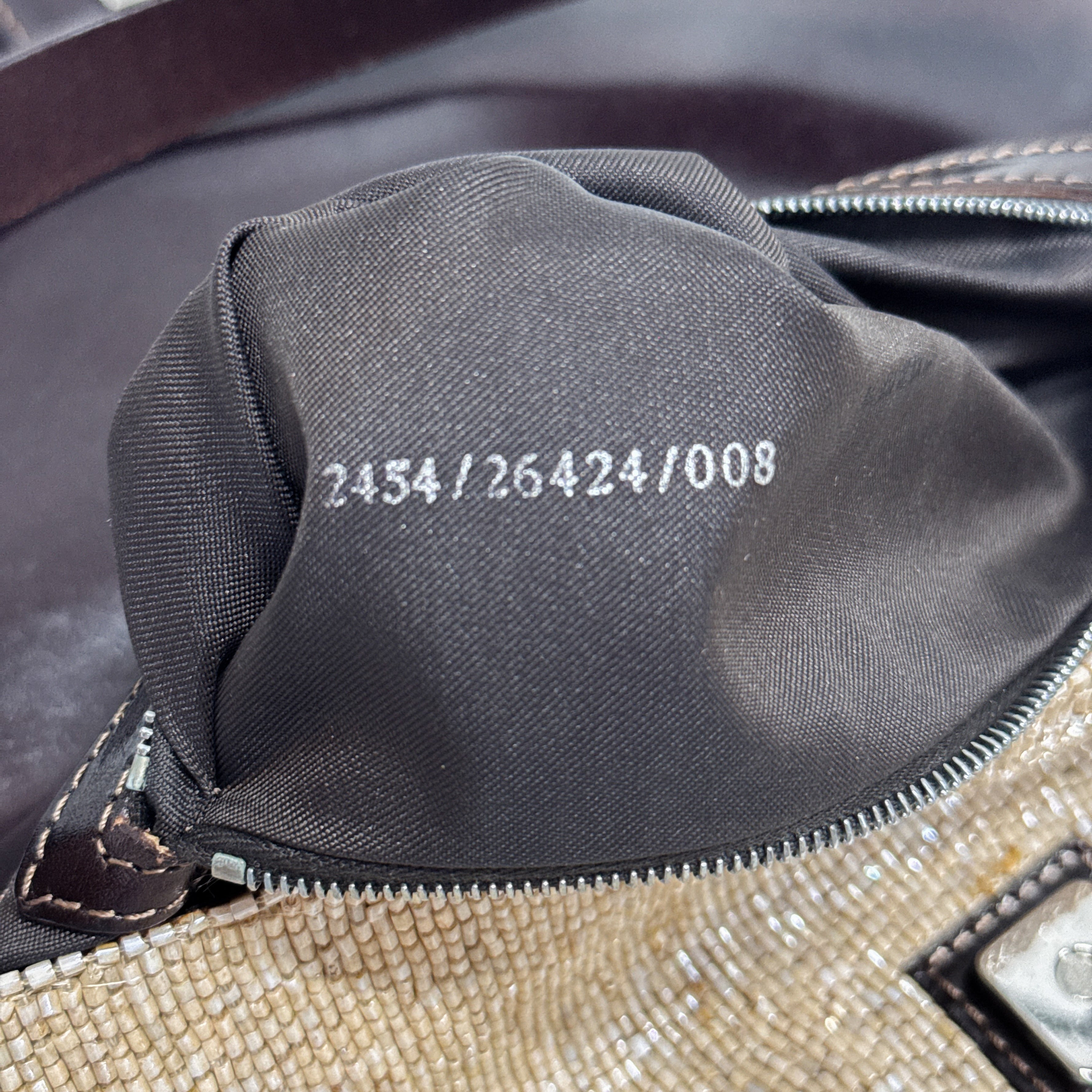 Baguette Beige Beaded Shoulder Bag