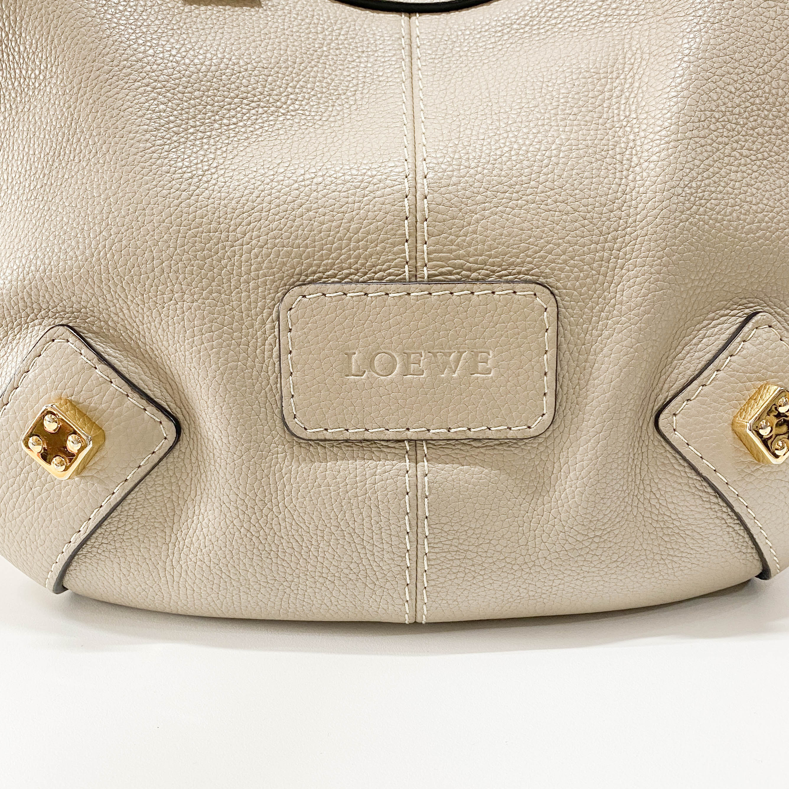 New Road Beige Leather Shoulder Bag