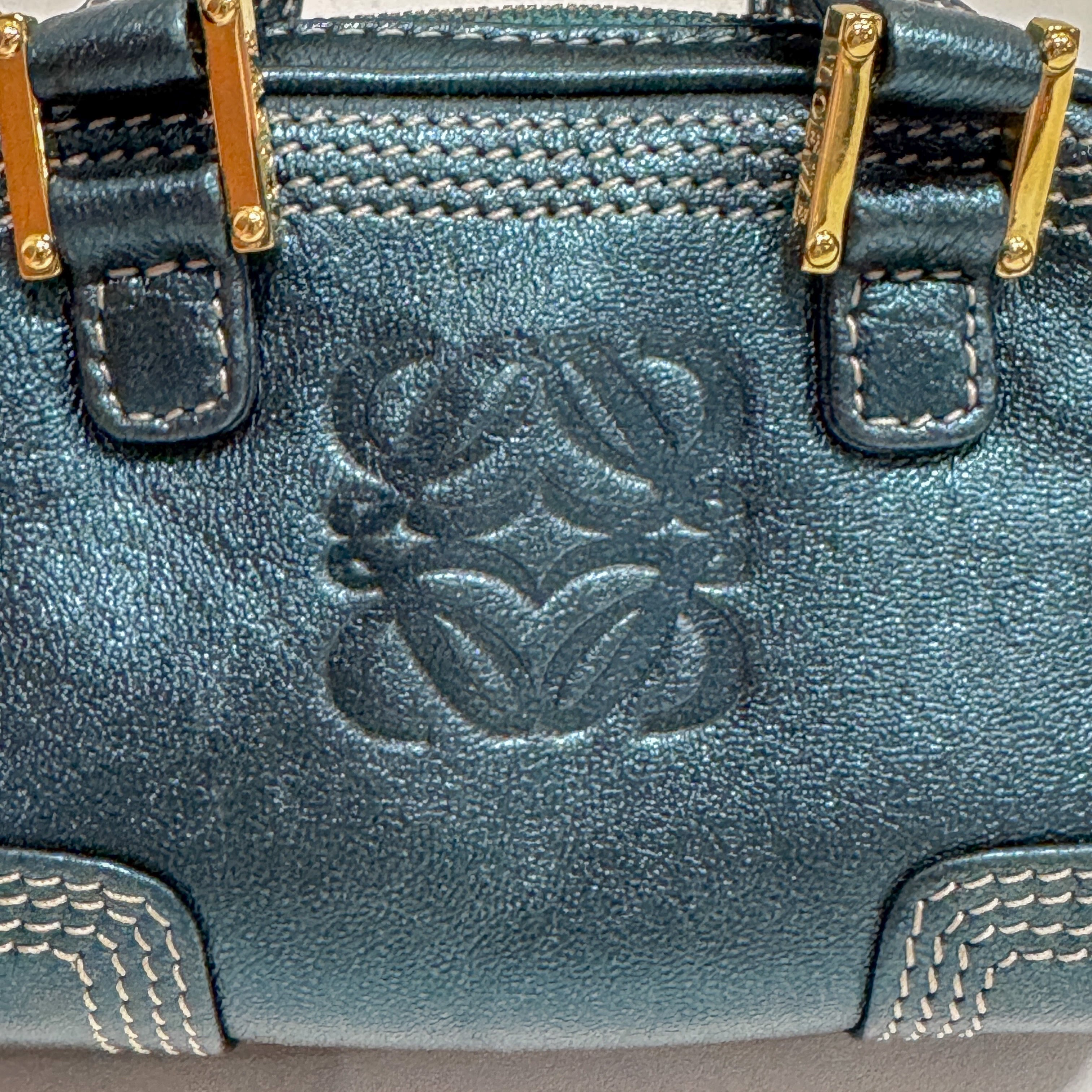 Amazona Micro Mini Blue Leather Two Way Bag
