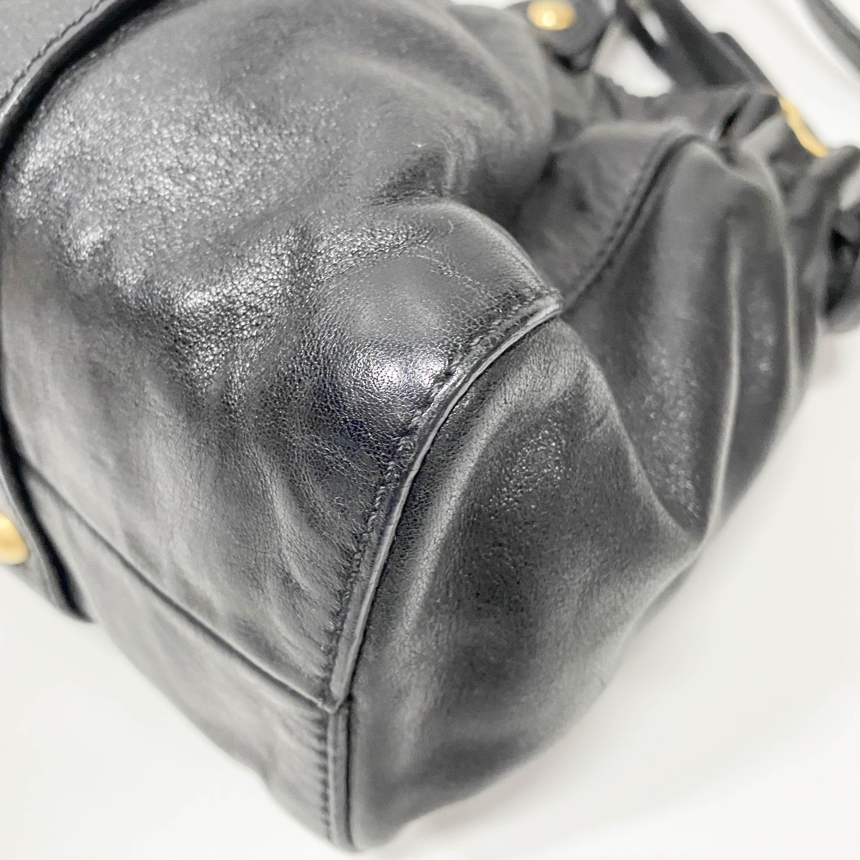 Vitello Black Calfskin Leather Two Way Bag