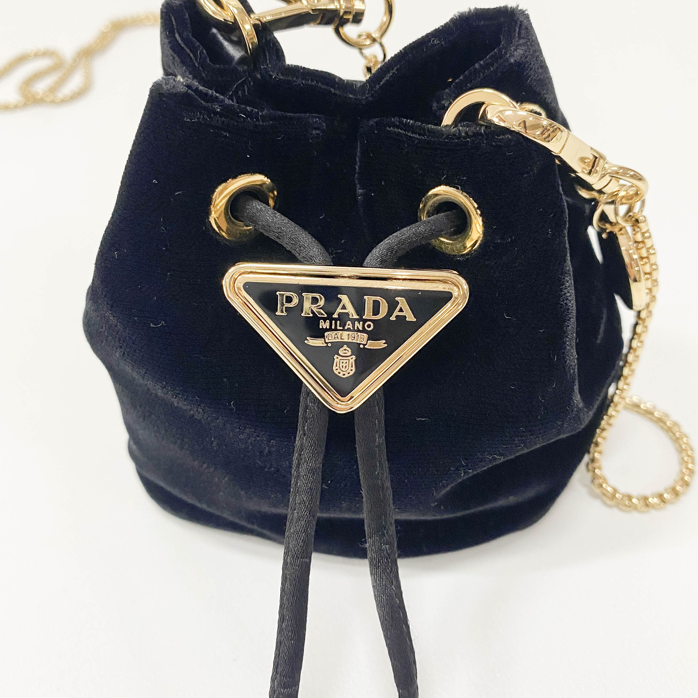 Gold Chain Black Velvet Mini Pouch Bag