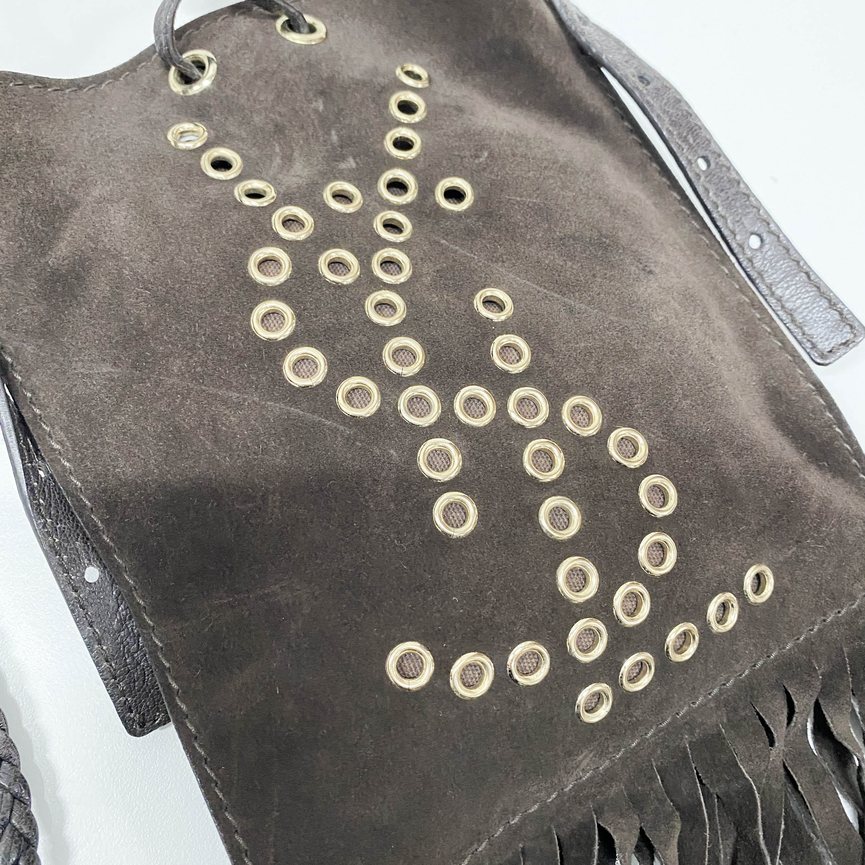 Anita Fringe Brown Suede Crossbody Bag