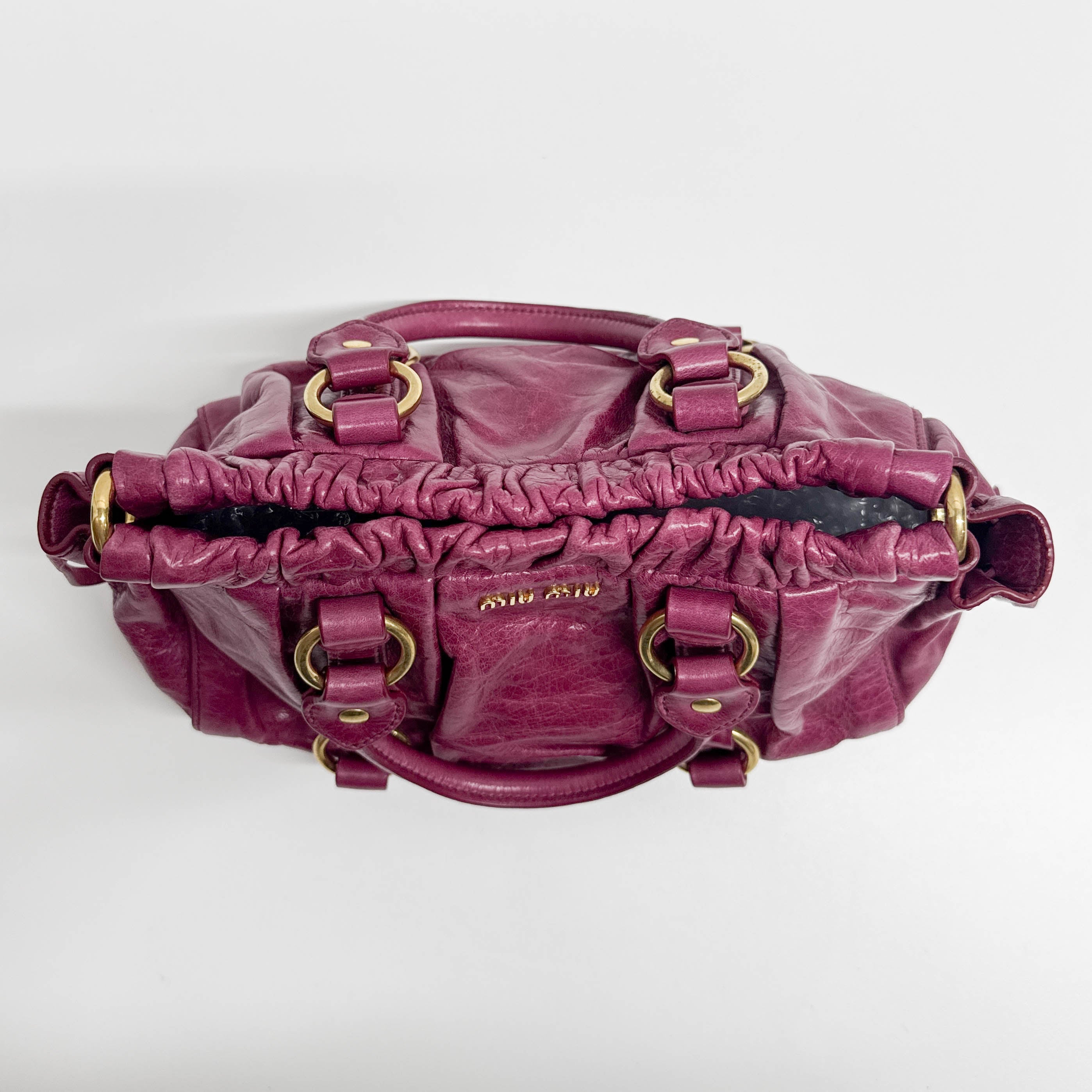 Mini Vitello Bauletto Pink Leather Two Way Bag