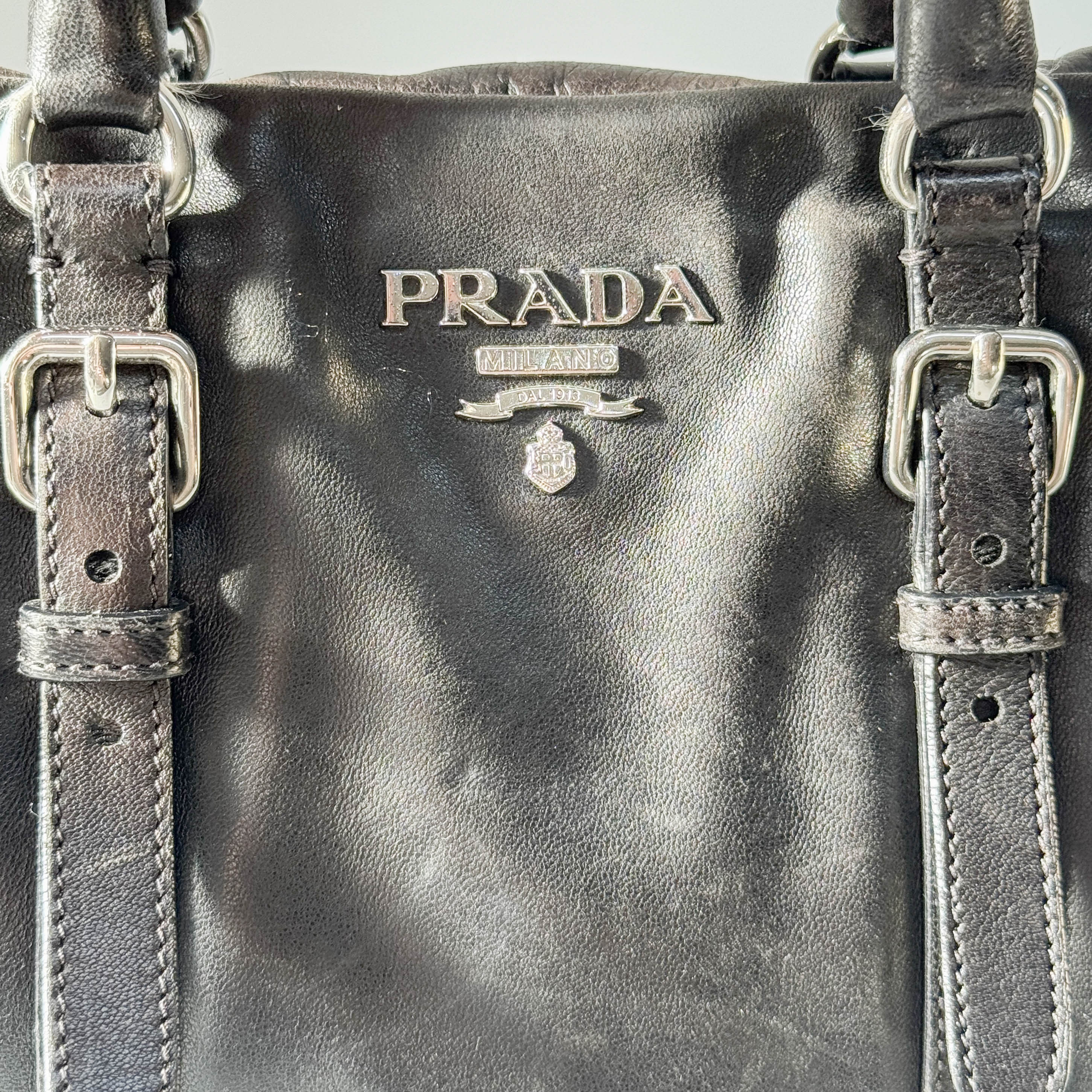 Vintage Black Leather Hand Bag