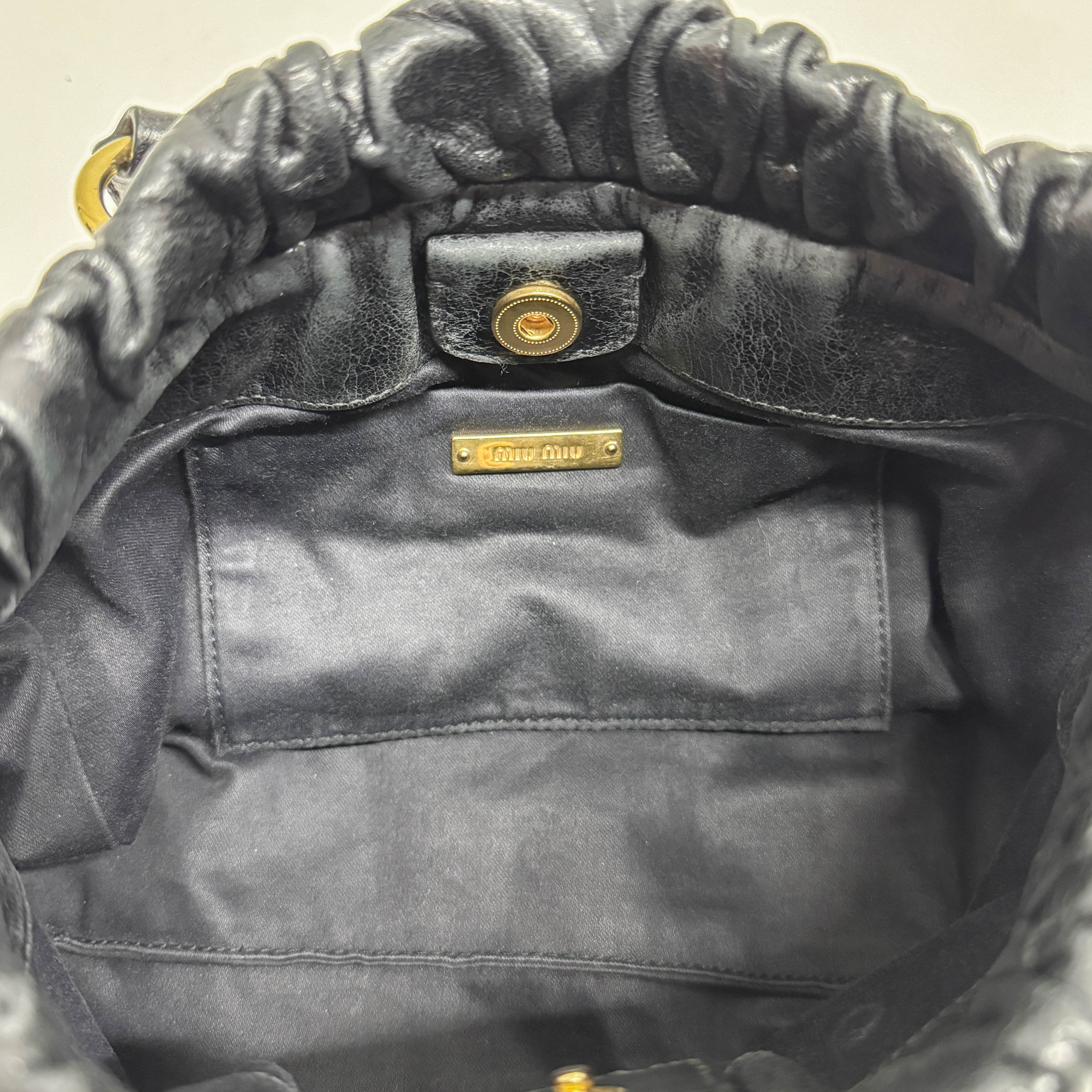 Mini Vitello Bauletto Black Leather Two Way Bag