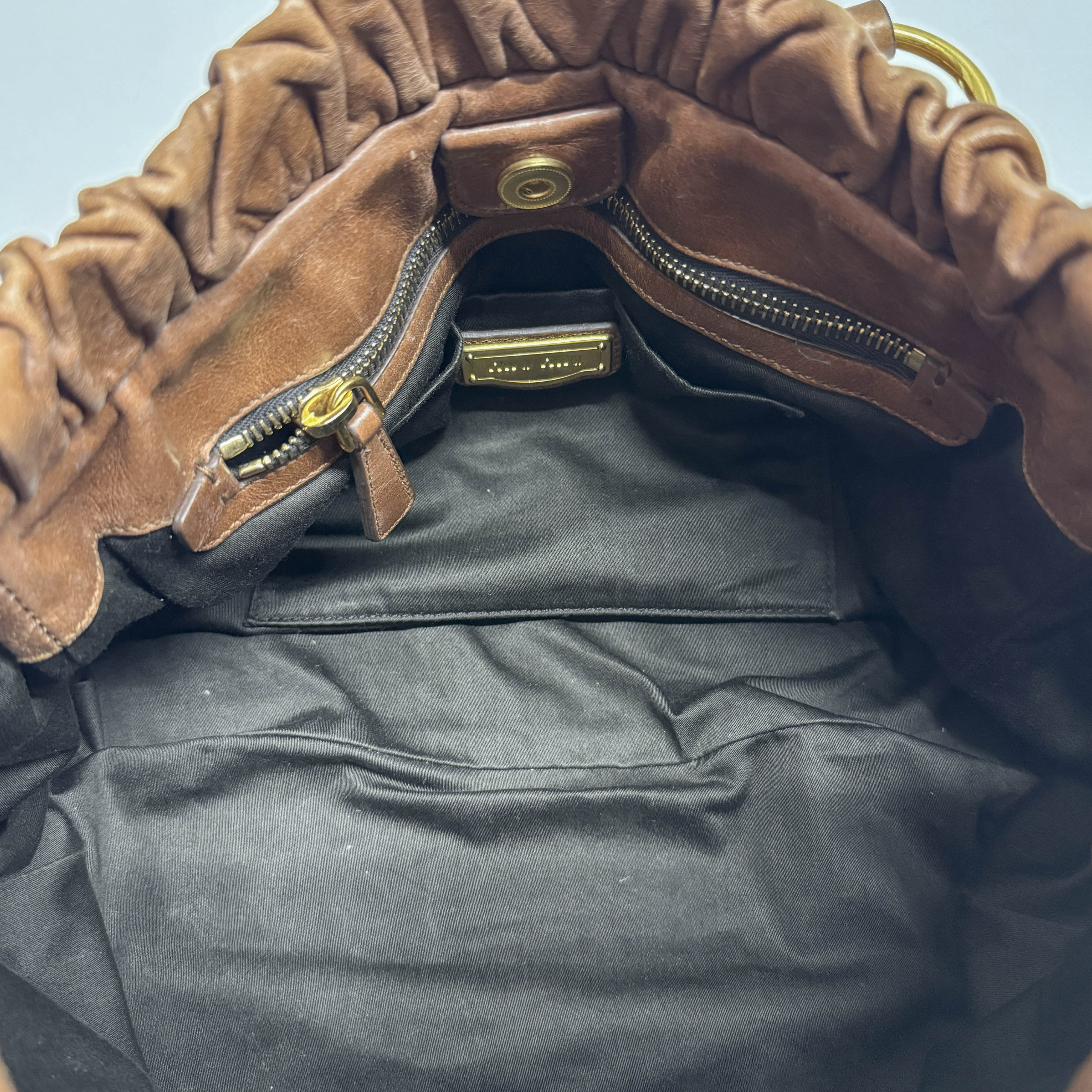 Vitello Bauletto Brown Leather Two Way Bag