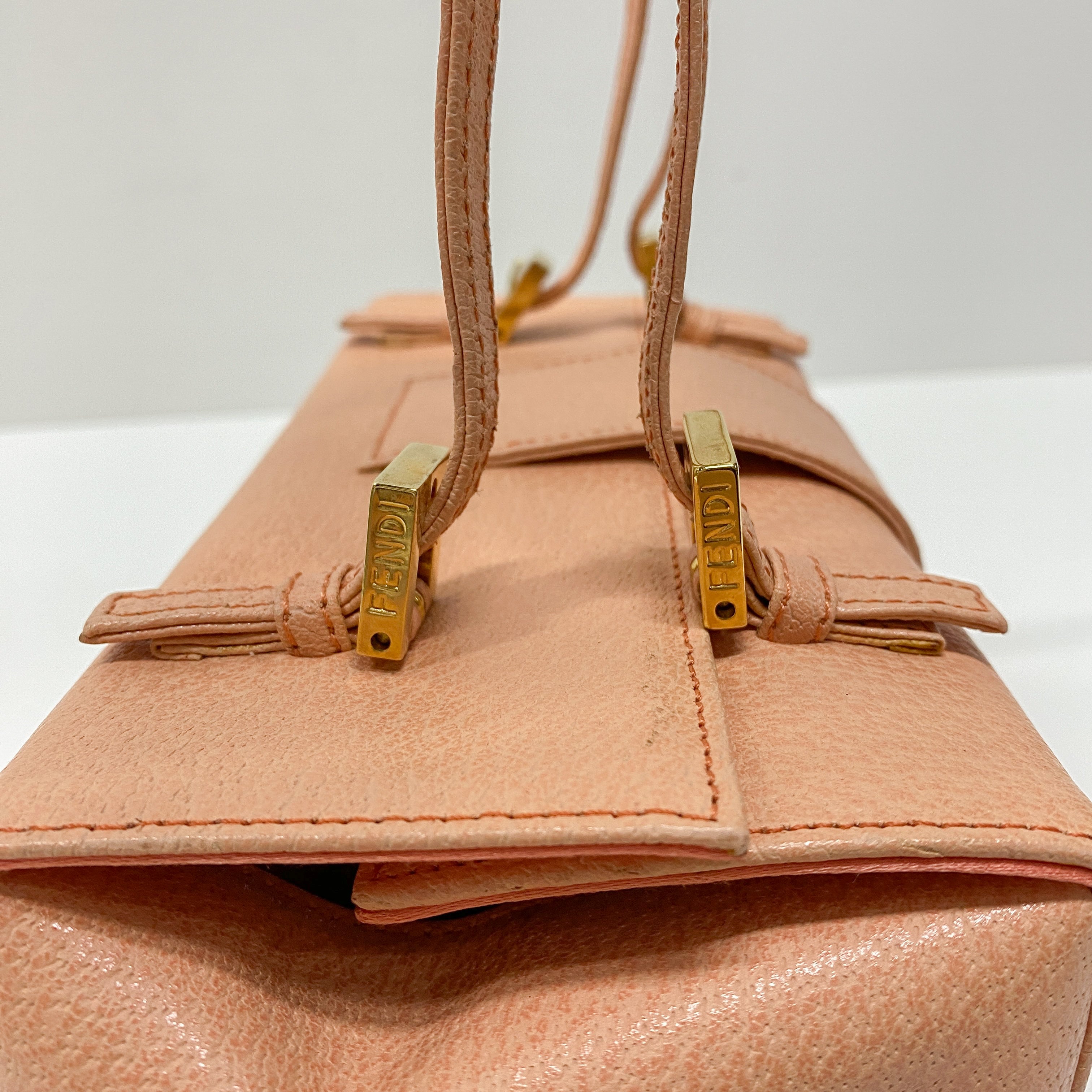 Mamma Baguette Peach Leather Box Bag