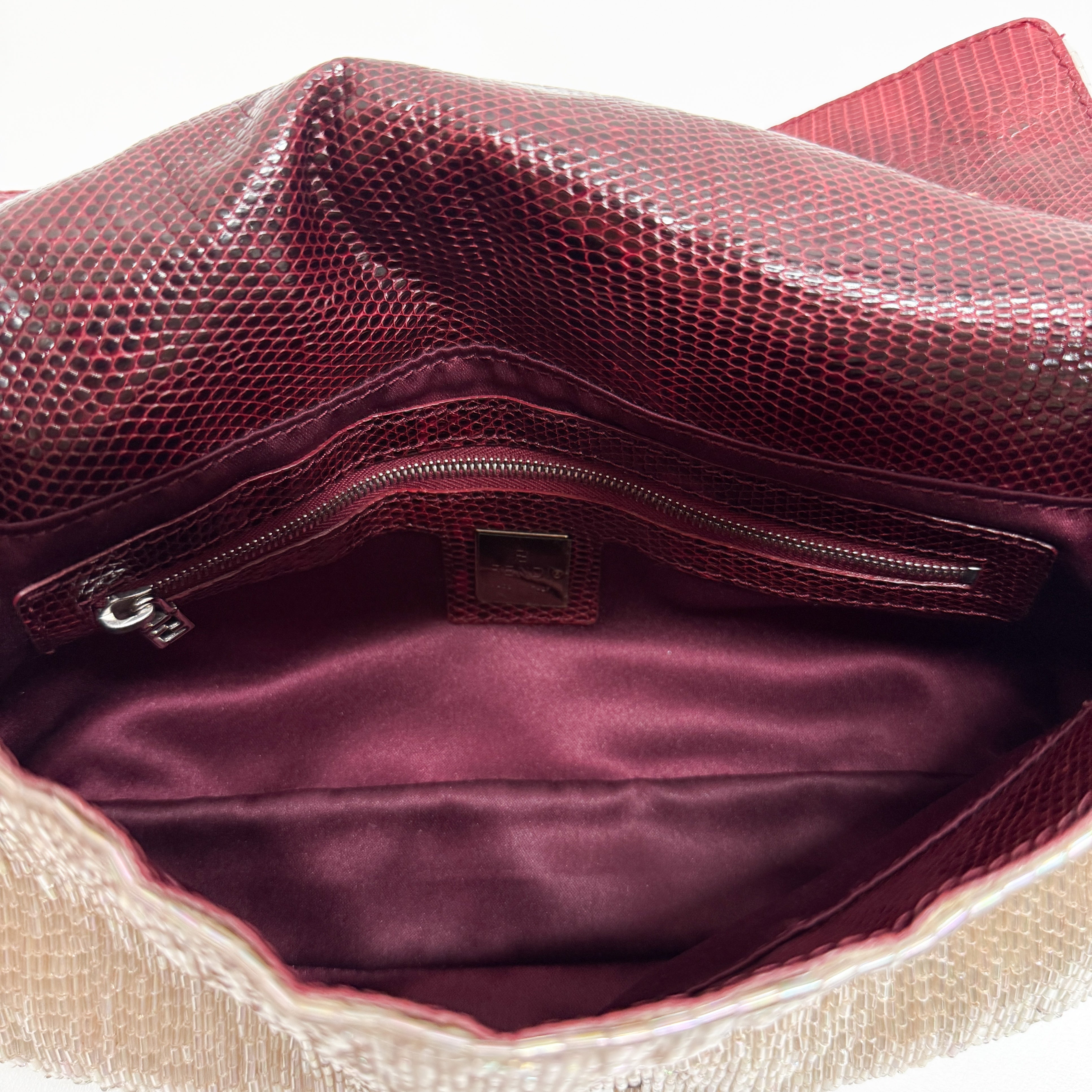 Baguette Neutral Beaded Shoulder Bag