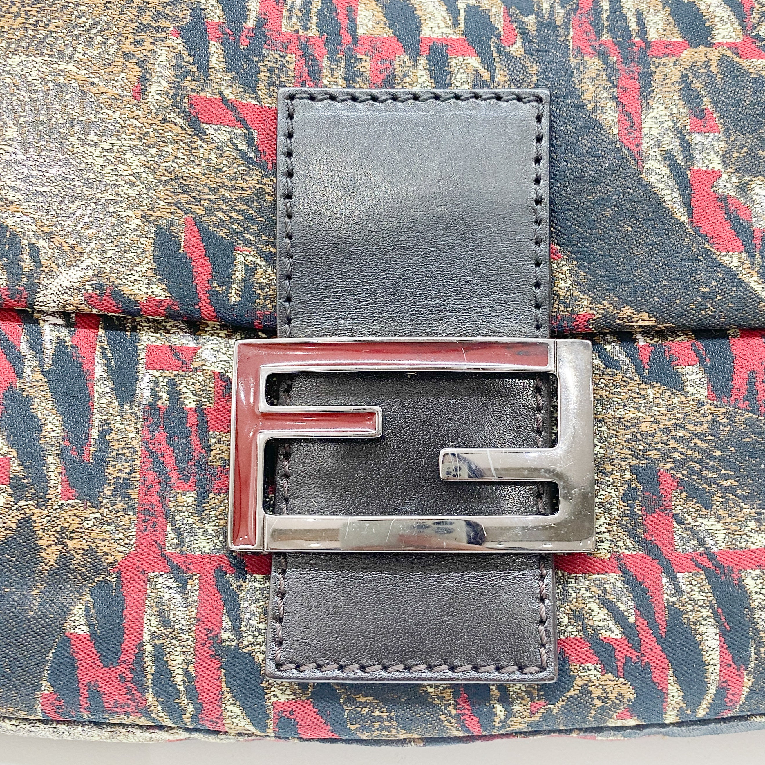 Baguette Multi-color Canvas Shoulder Bag