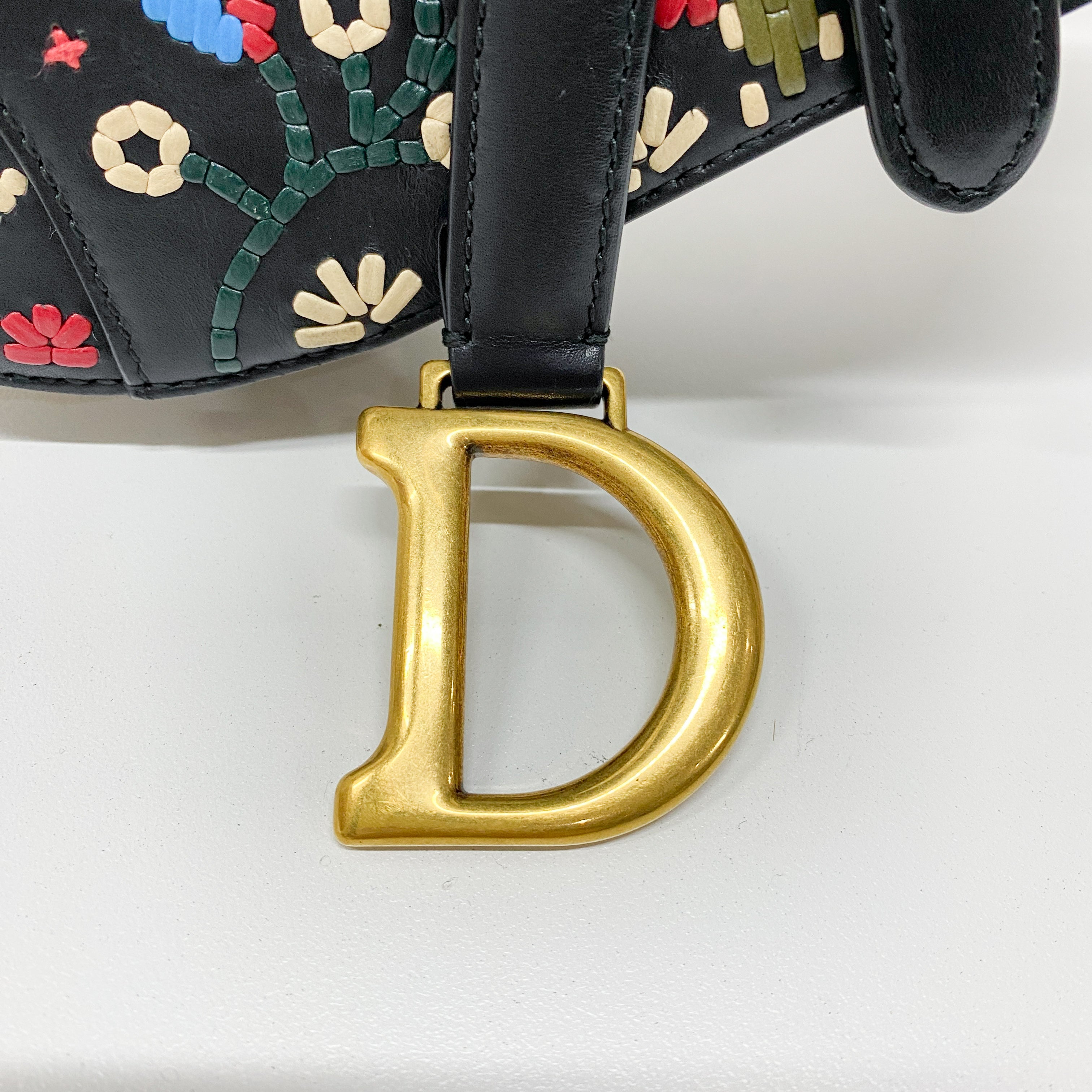 Saddle Multi-color Embroidered Leather Hand Bag