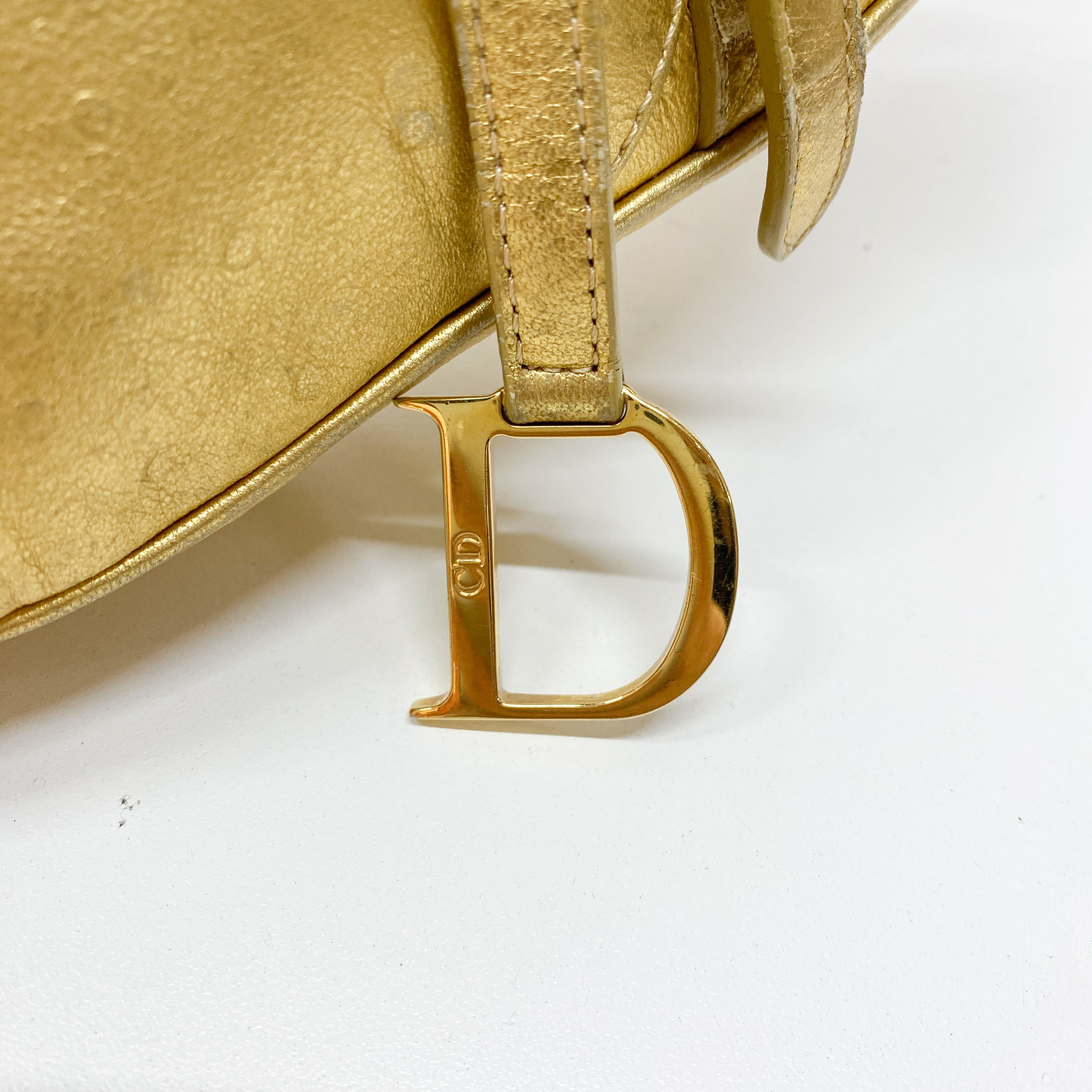 Saddle Gold Leather Shoulder Bag