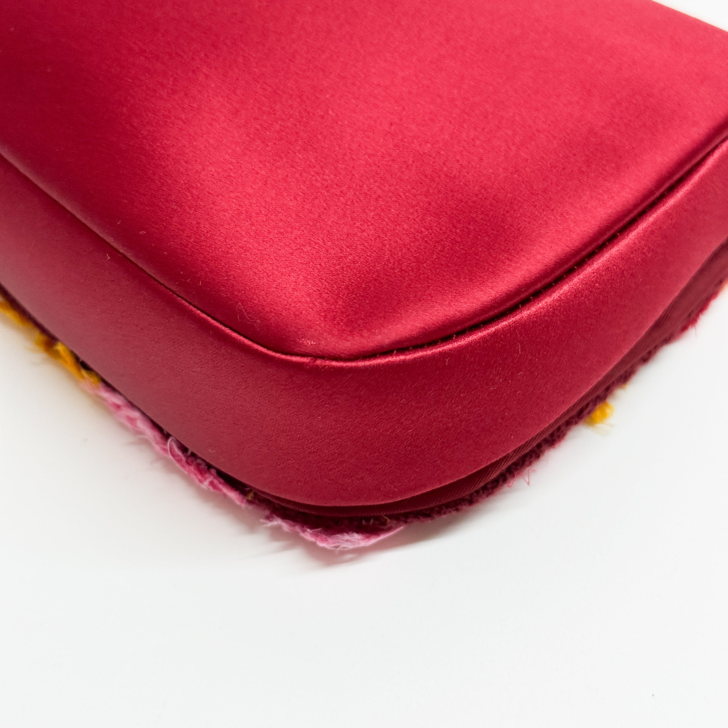 Malice Pearl Chain Silk Burgundy Muliticolor Shoulder Bag