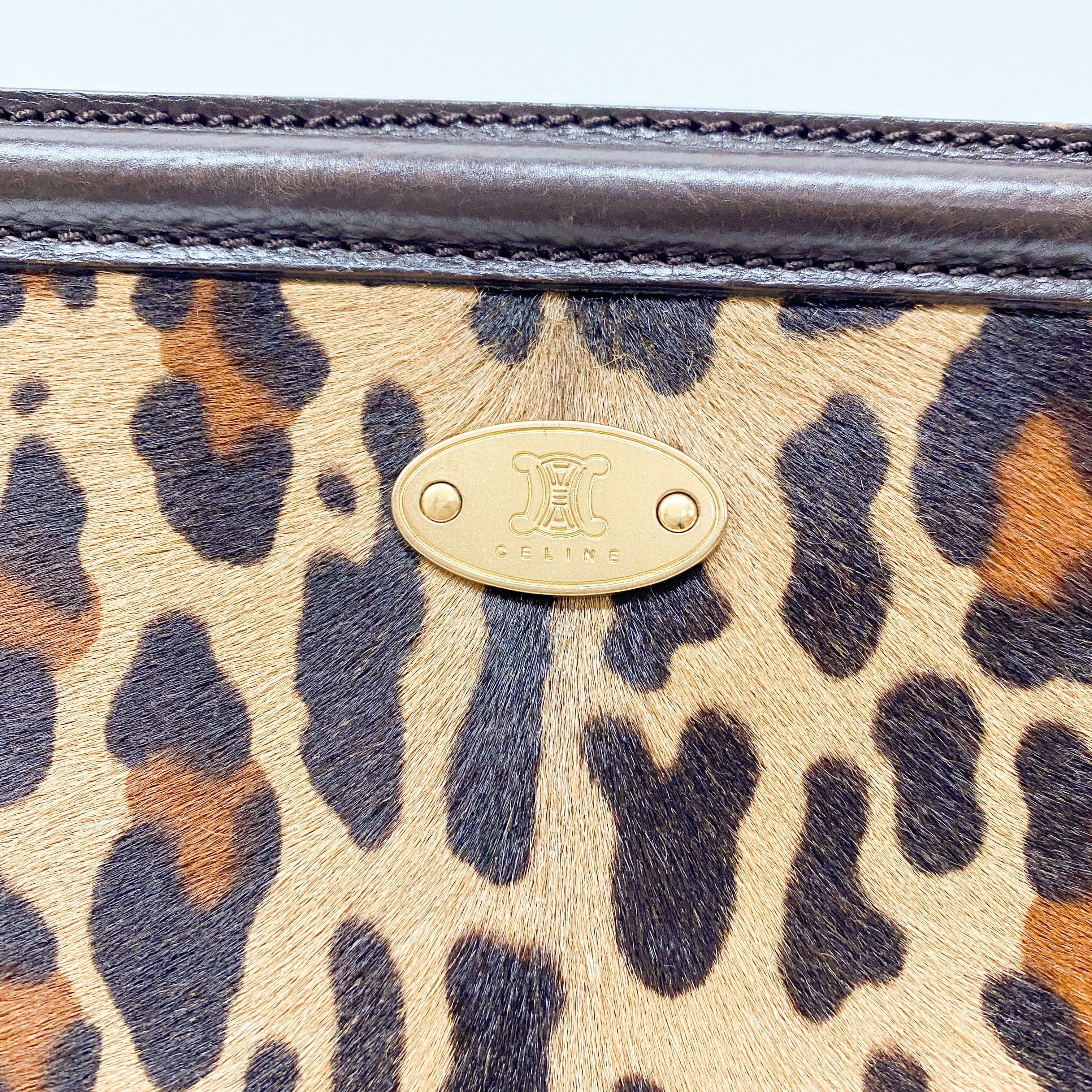 Vintage Brown Leopard Print Pony Hair Two Way Bag