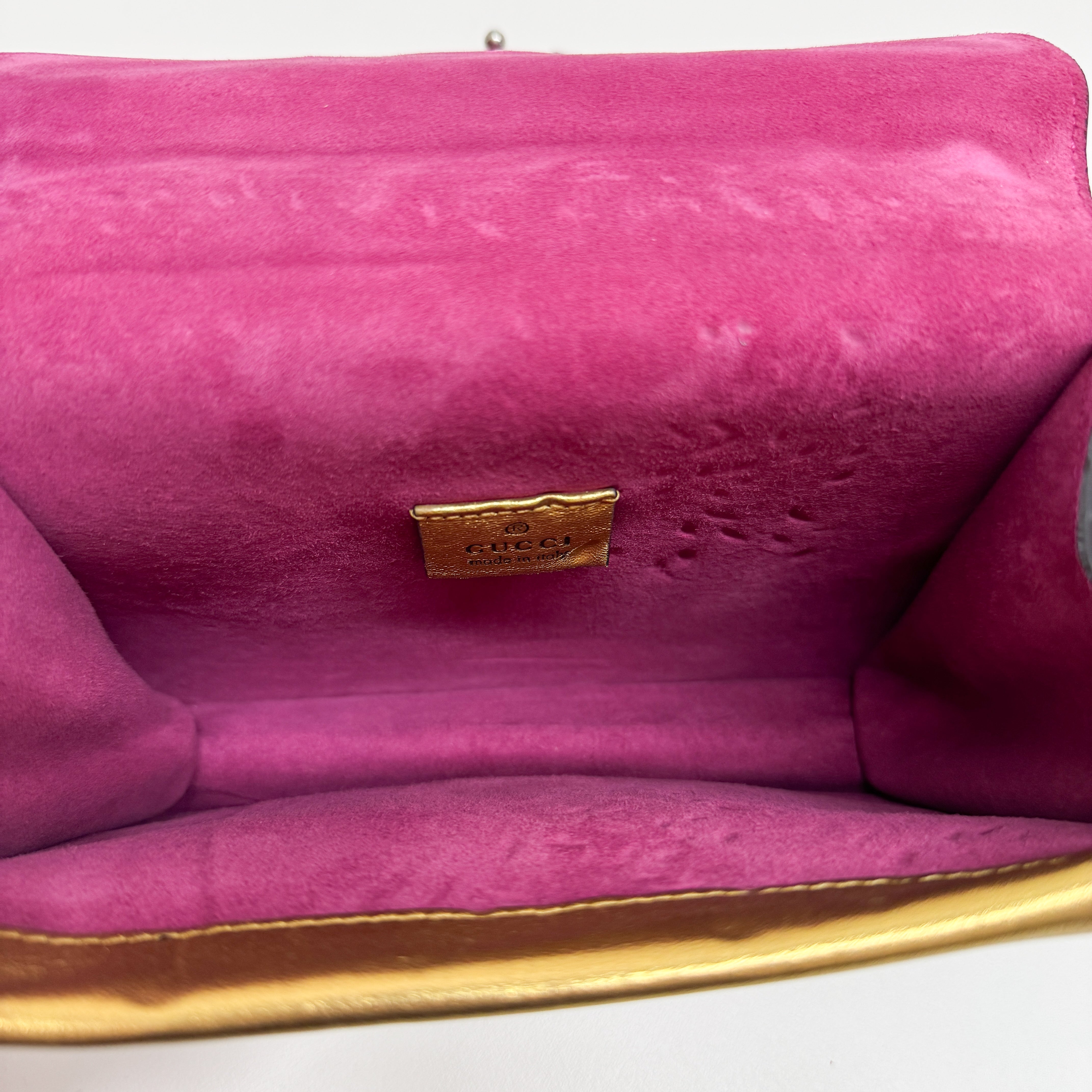 Dionysus Mini Gold Leather Shoulder Bag