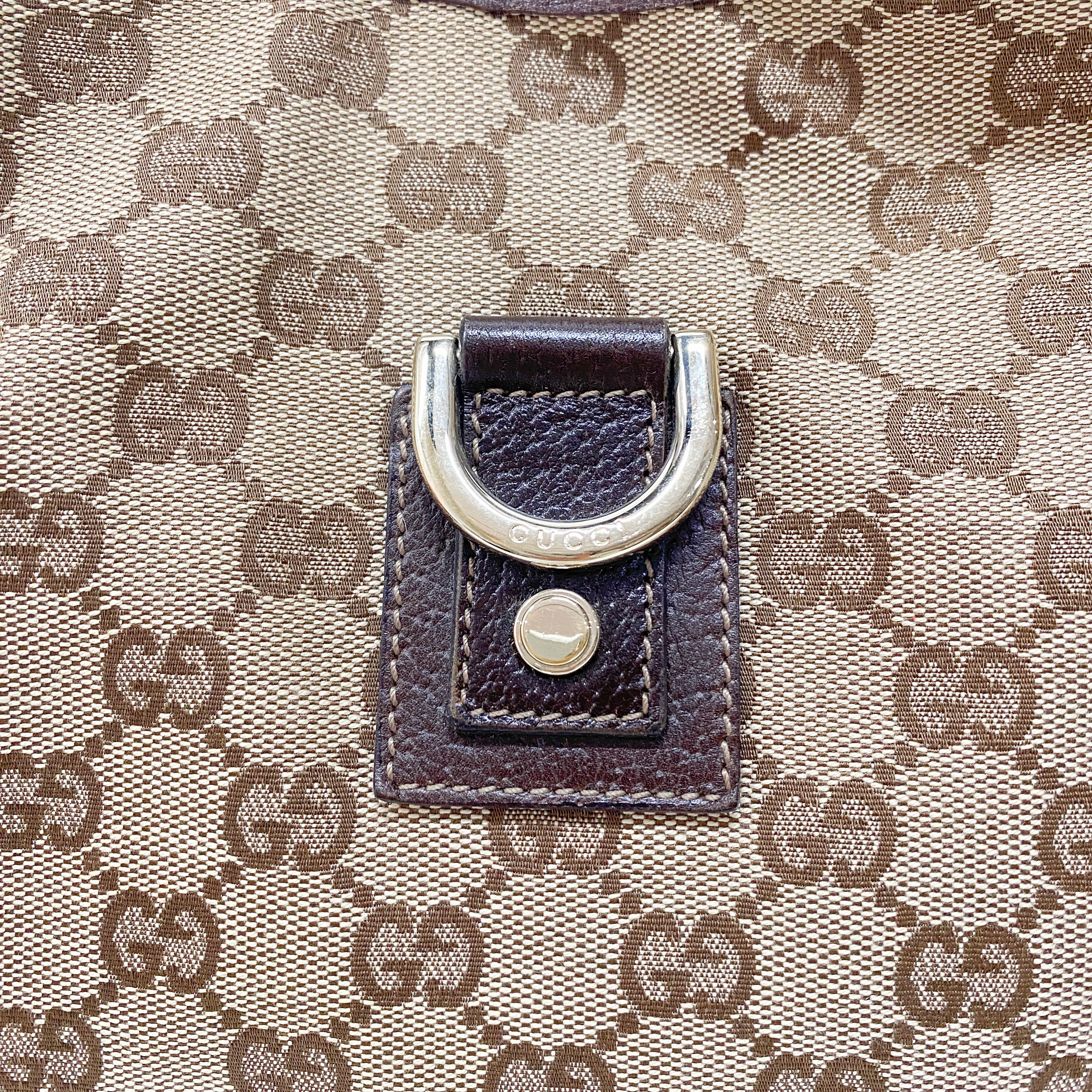 Abbey D-Ring GG Brown Canvas Hobo Bag