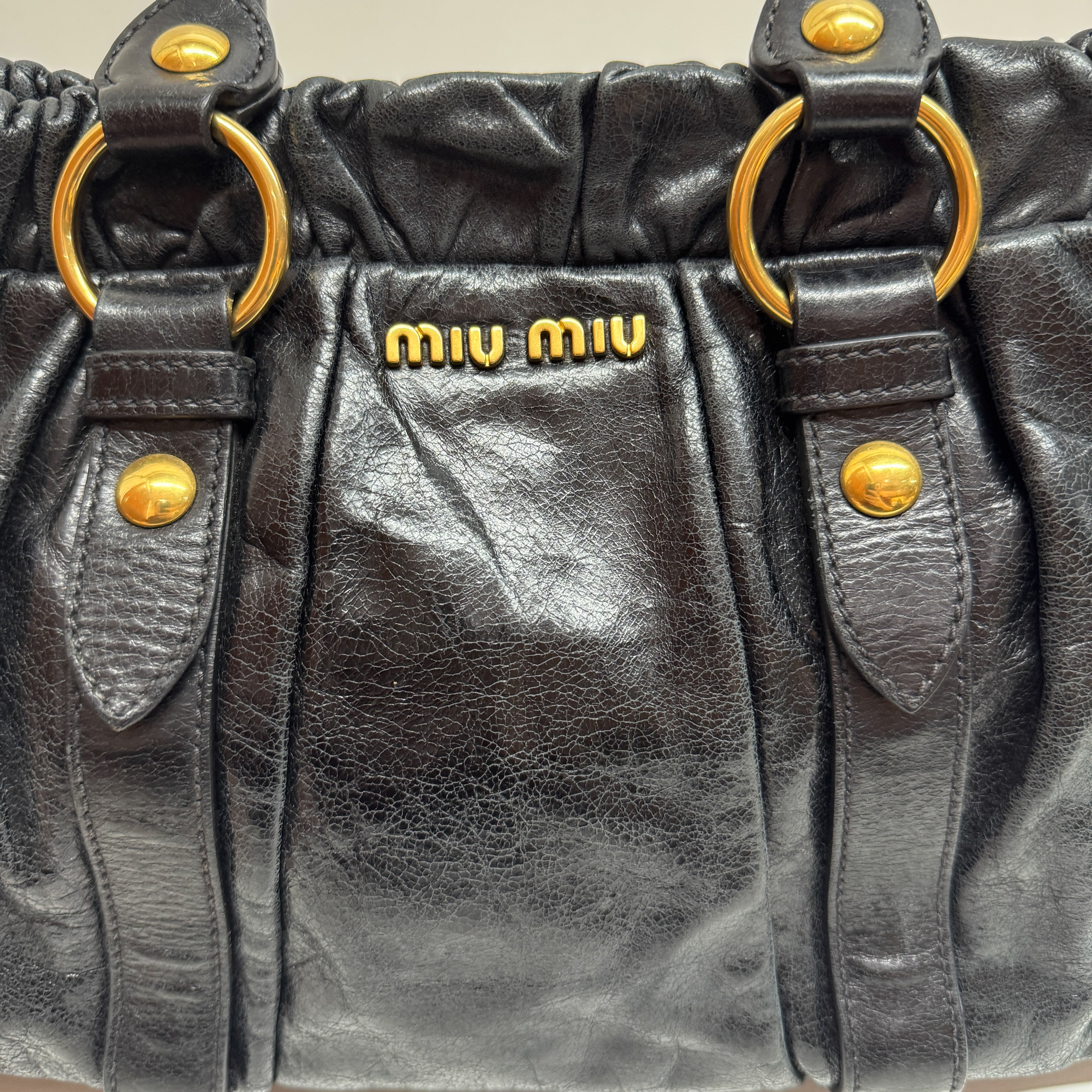 Vitello Bauletto Black Calfskin Leather Two Way Bag