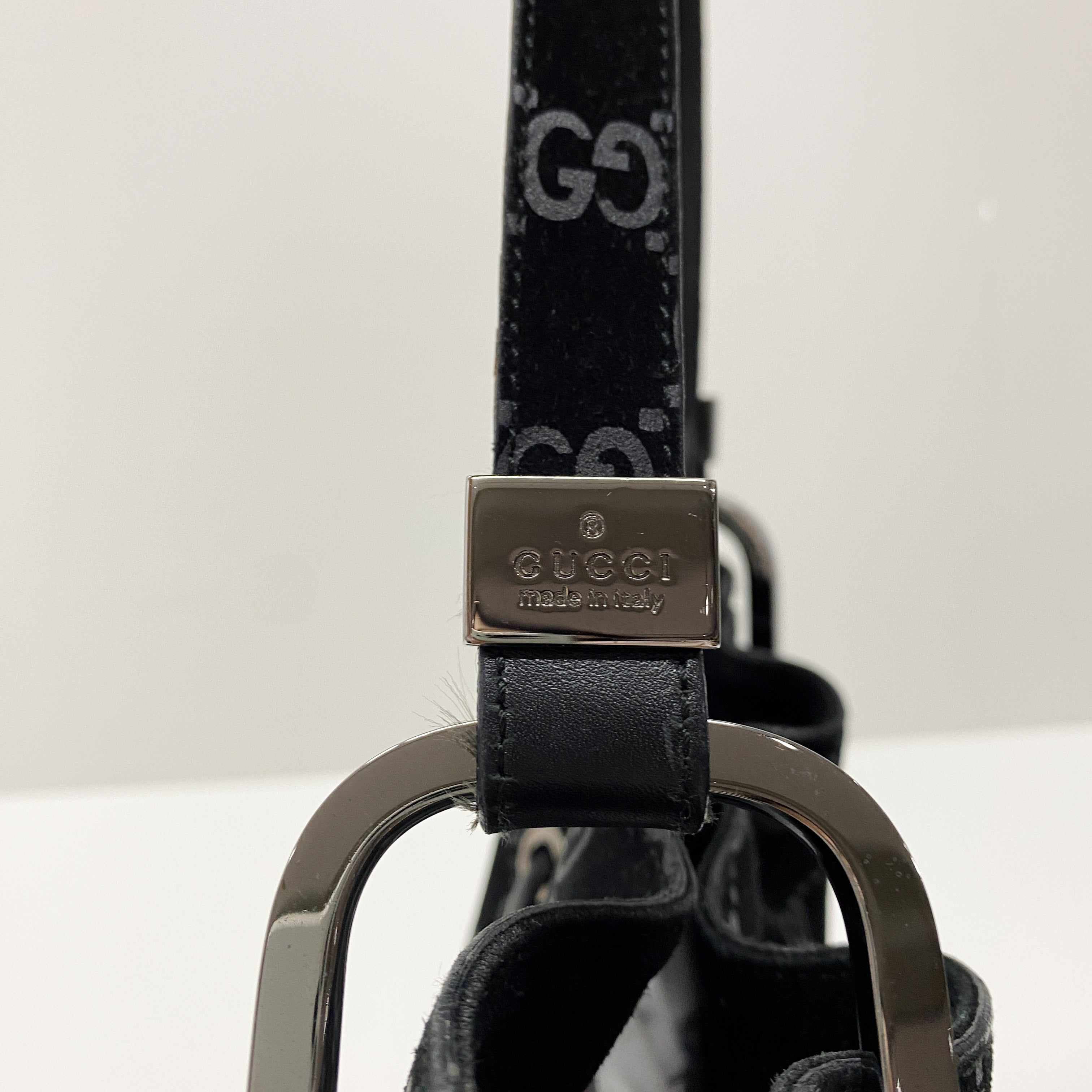 GG Black Suede Bucket Shoulder Bag