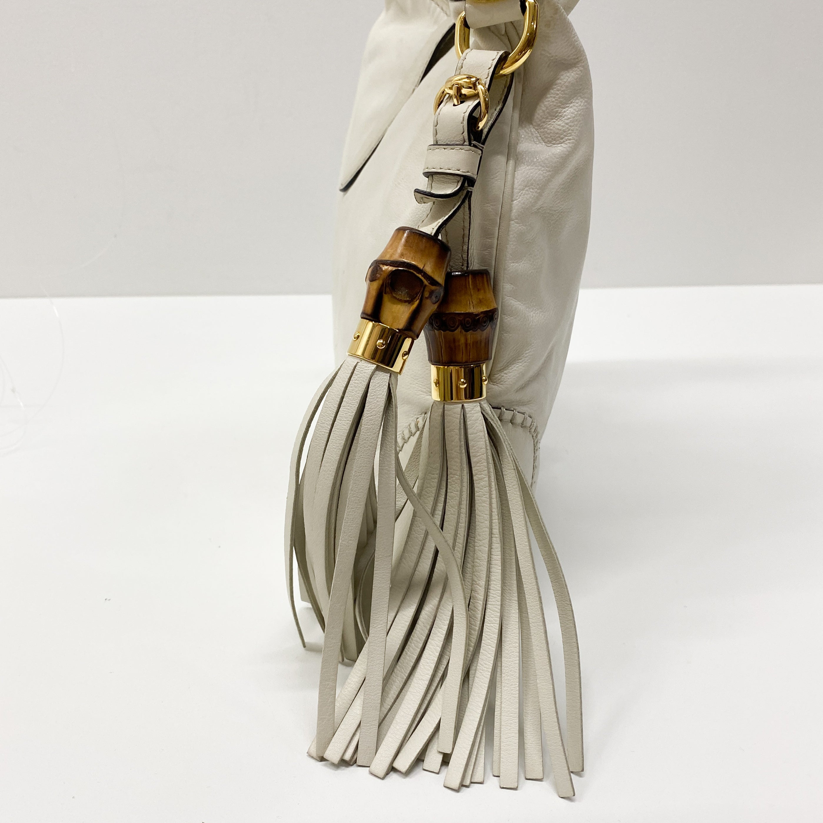 Jackie White Leather Shoulder Bag