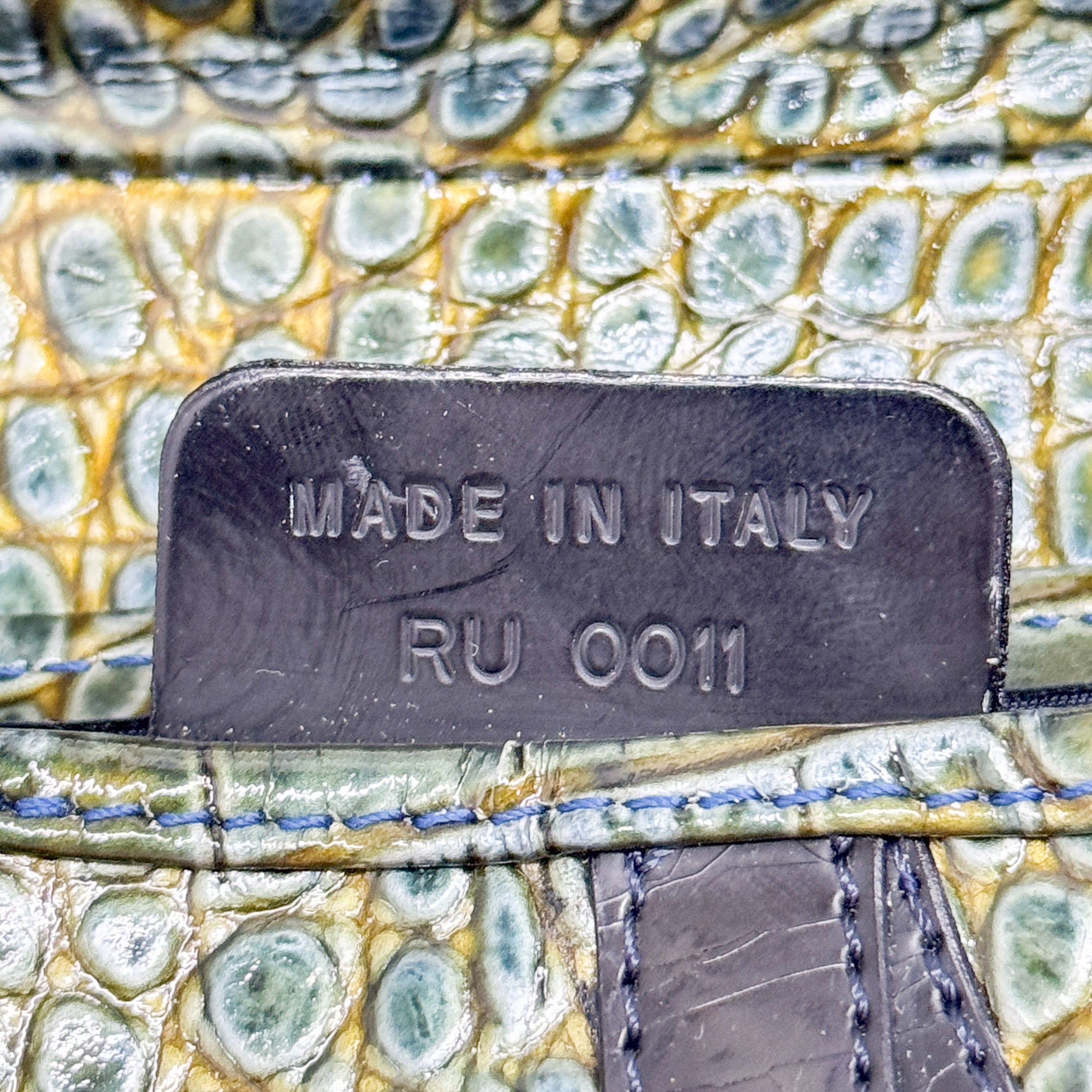 Saddle Olive-Brown Crocodile Embossed Leather Shoulder Bag